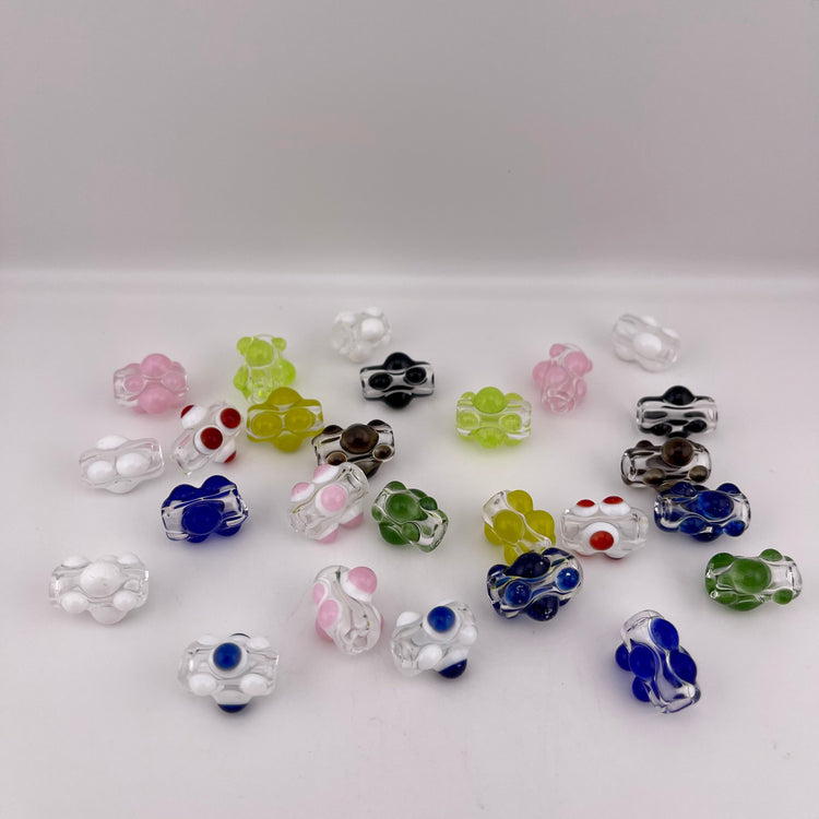 Clear Glass Barrel Bead with Colored Glass Marbles
