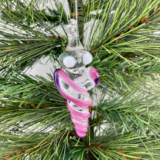 Mini Royal Jelly over White Glass Icicle Ornaments - JeffBeckerGlass.com