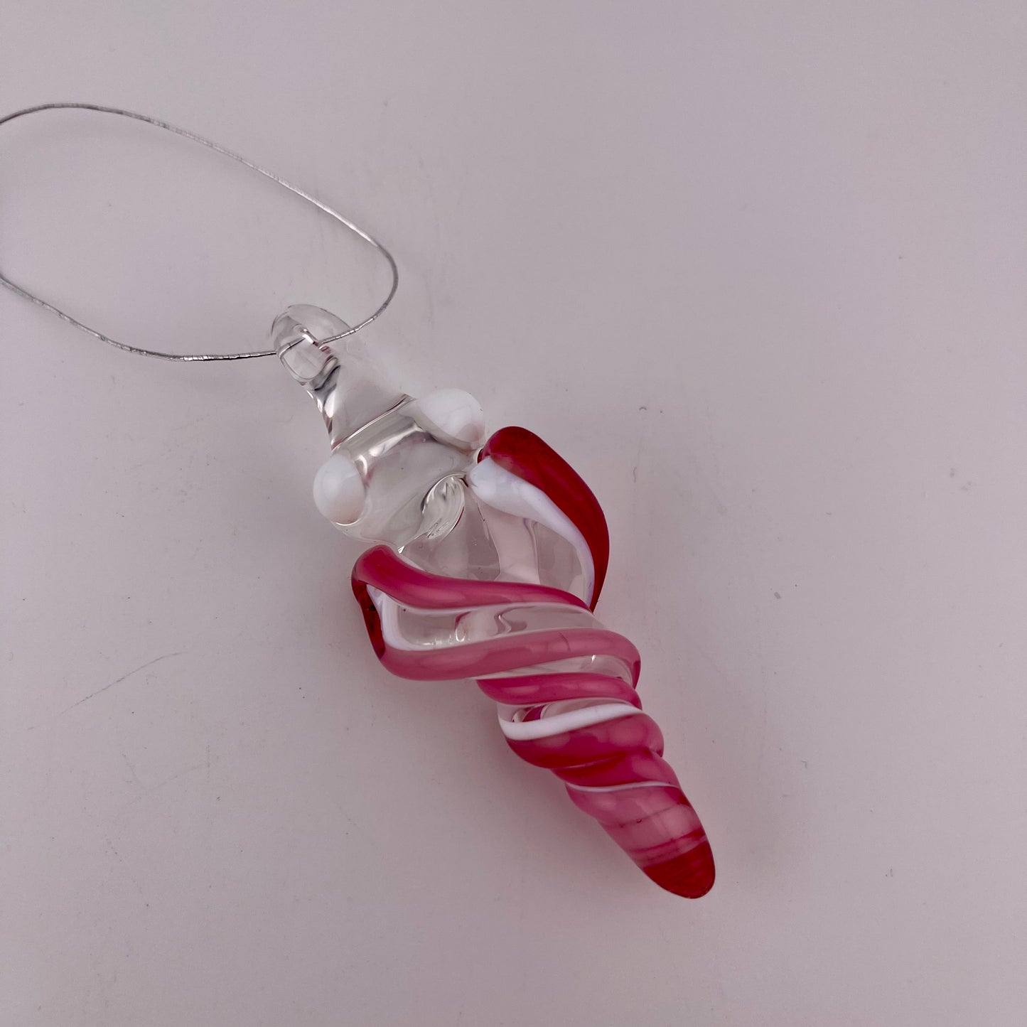 Mini Telemagenta over White Glass Icicle Ornaments - JeffBeckerGlass.com