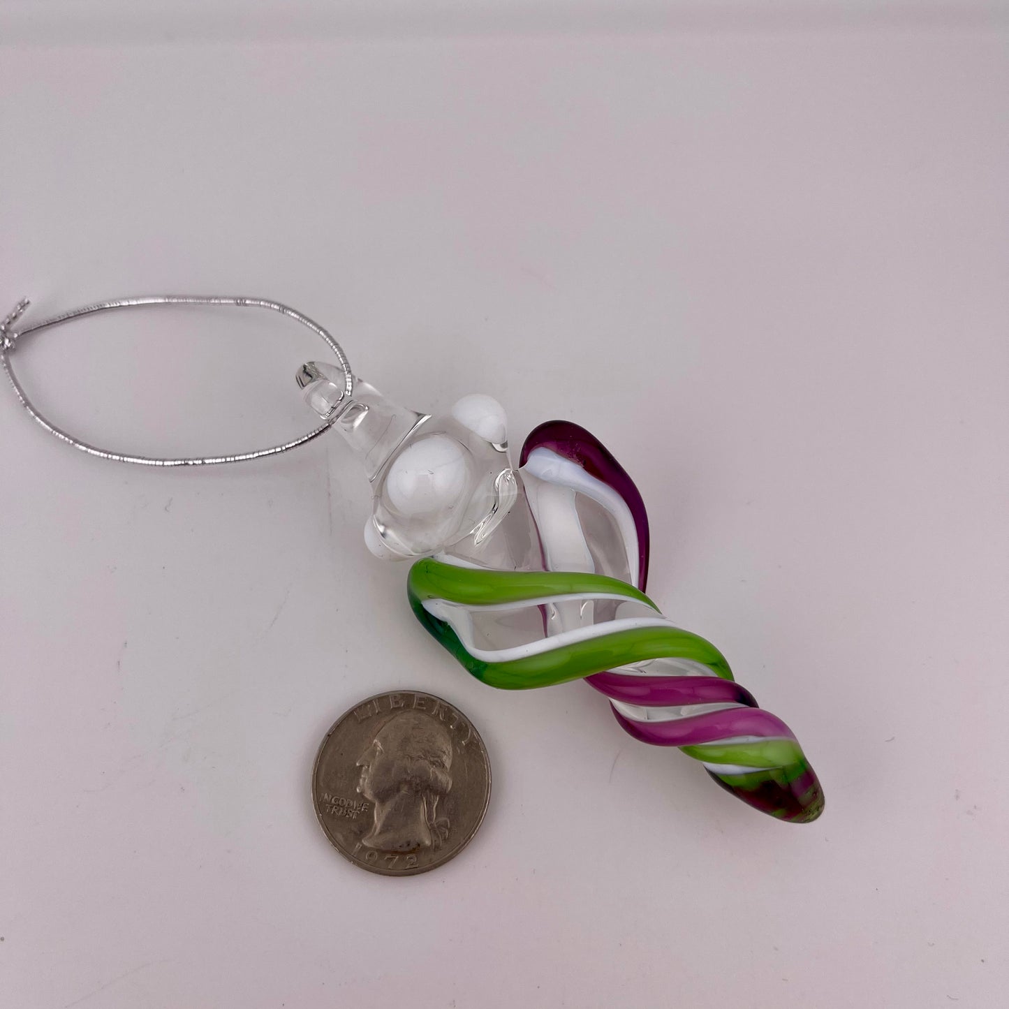Mini Royal Jelly and Plantphibian Green over White Glass Icicle Ornaments - JeffBeckerGlass.com