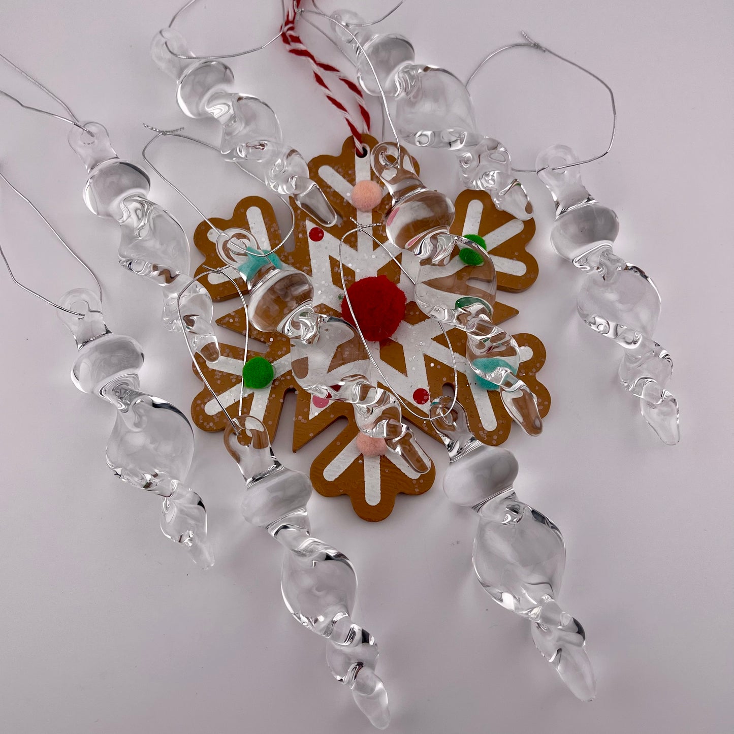 9 Pack of Small Clear Glass Icicle Ornaments