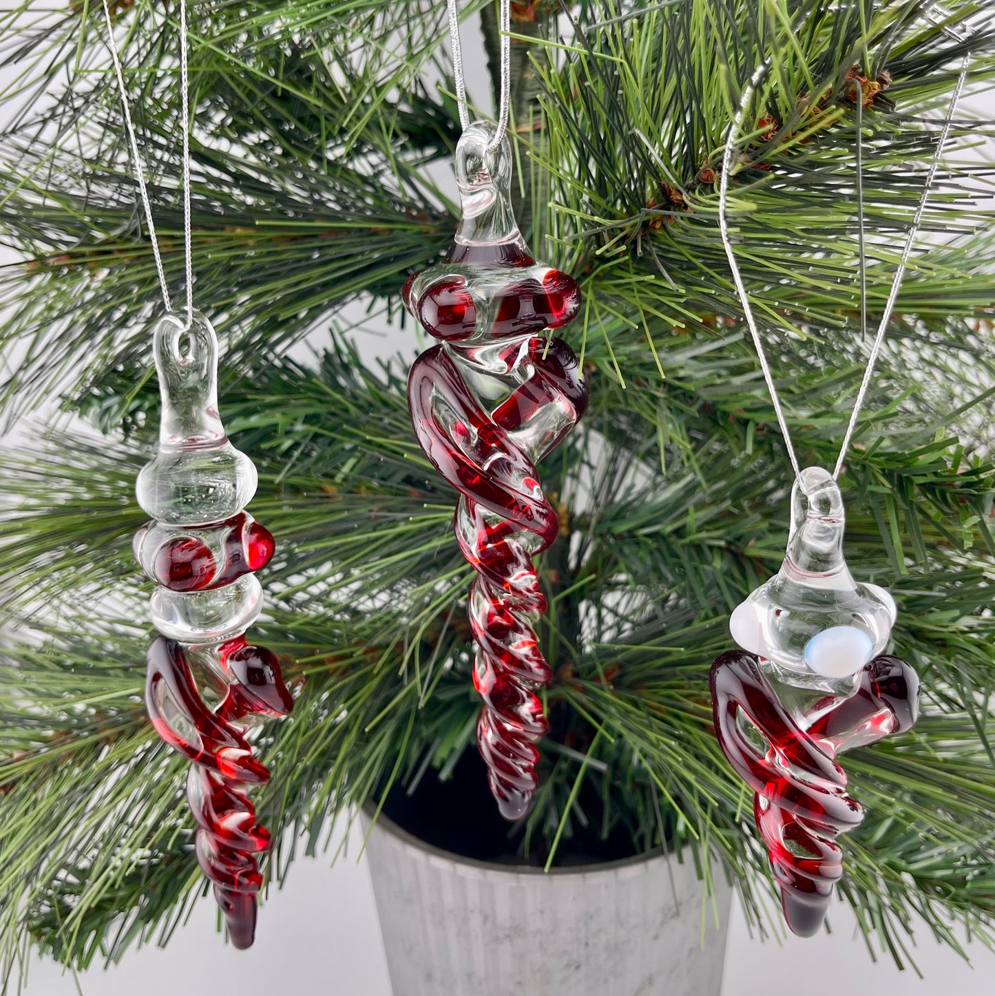 3 Pack Elvis Red Glass Icicle Ornament "Holiday Special" - JeffBeckerGlass.com