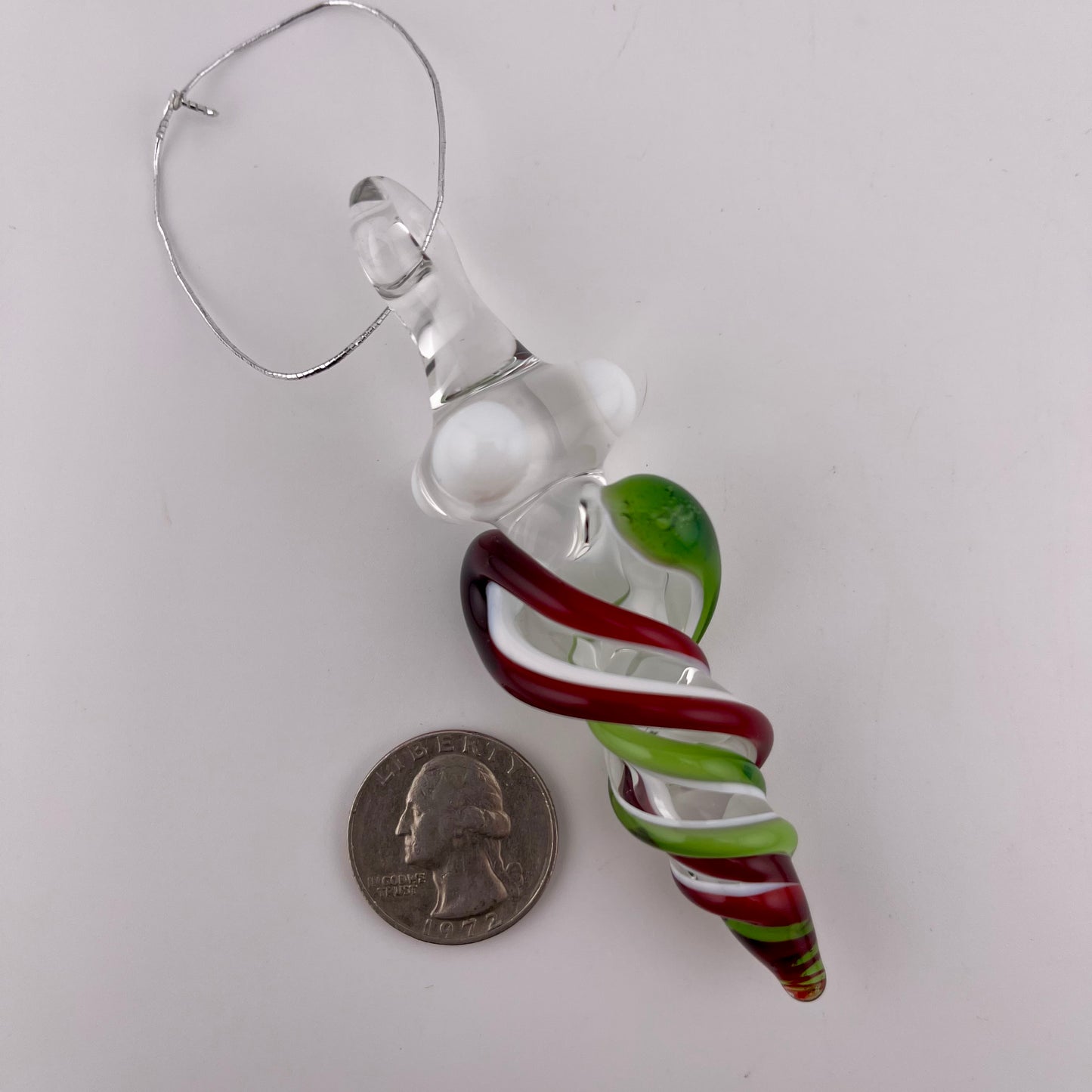 3 Pack Plantphibian Green and Elvis Red and over Lotus White Glass Icicle Ornament "Holiday Special" - JeffBeckerGlass.com