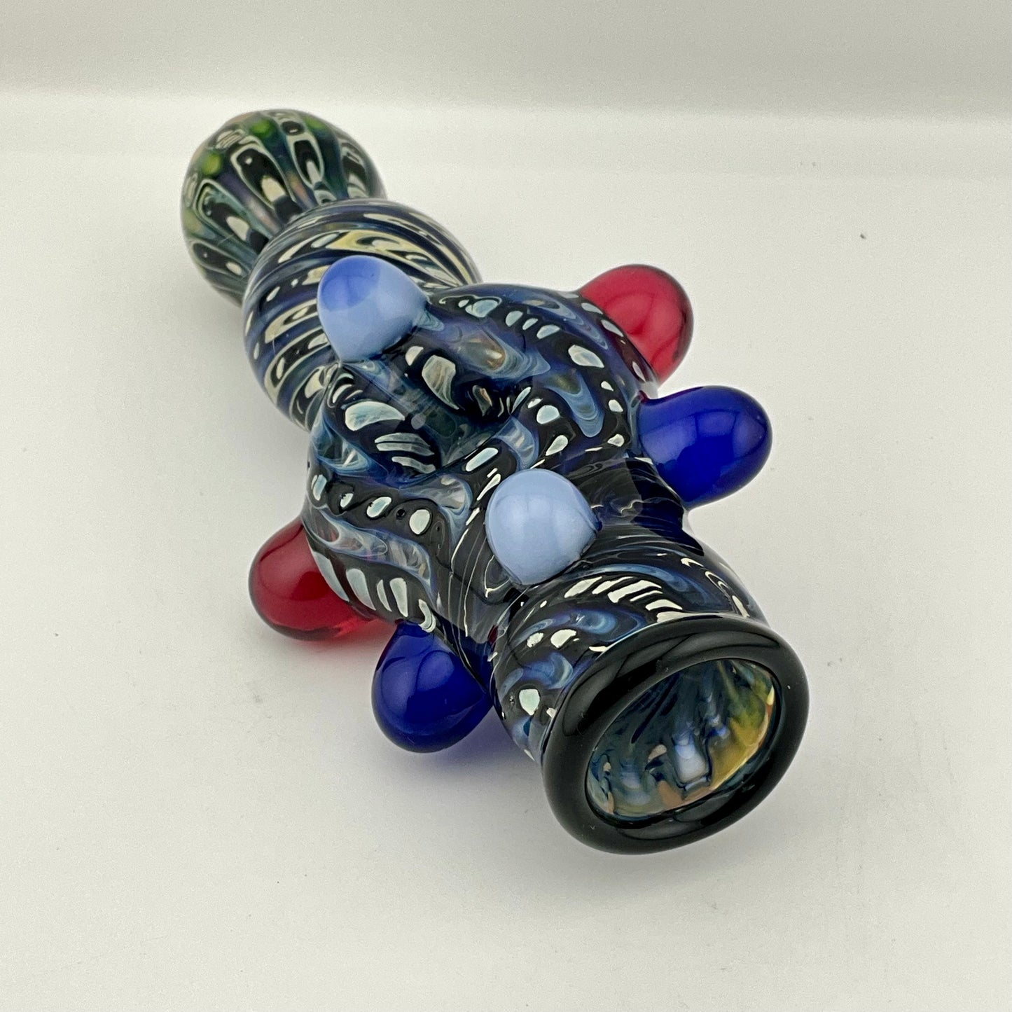Glass Donut Chillum Pipe Cobalt Blue