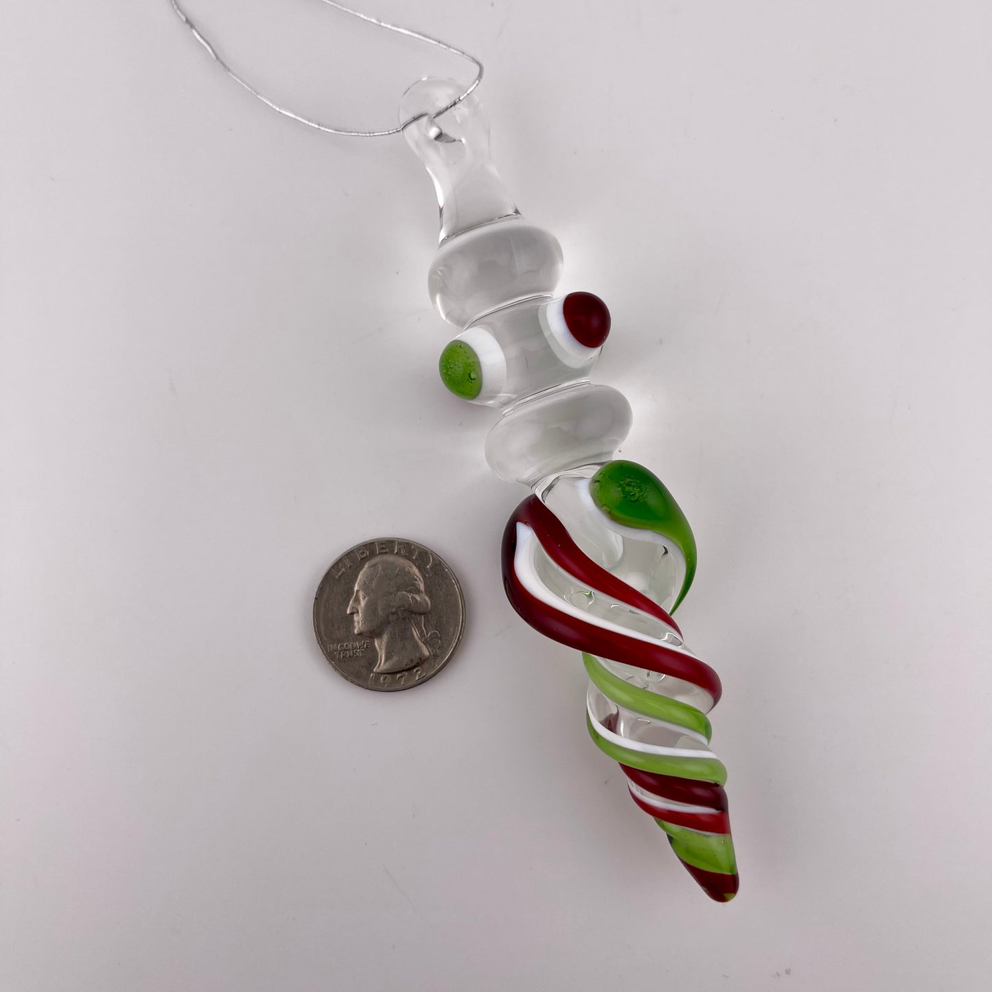 3 Pack Plantphibian Green and Elvis Red and over Lotus White Glass Icicle Ornament "Holiday Special" - JeffBeckerGlass.com