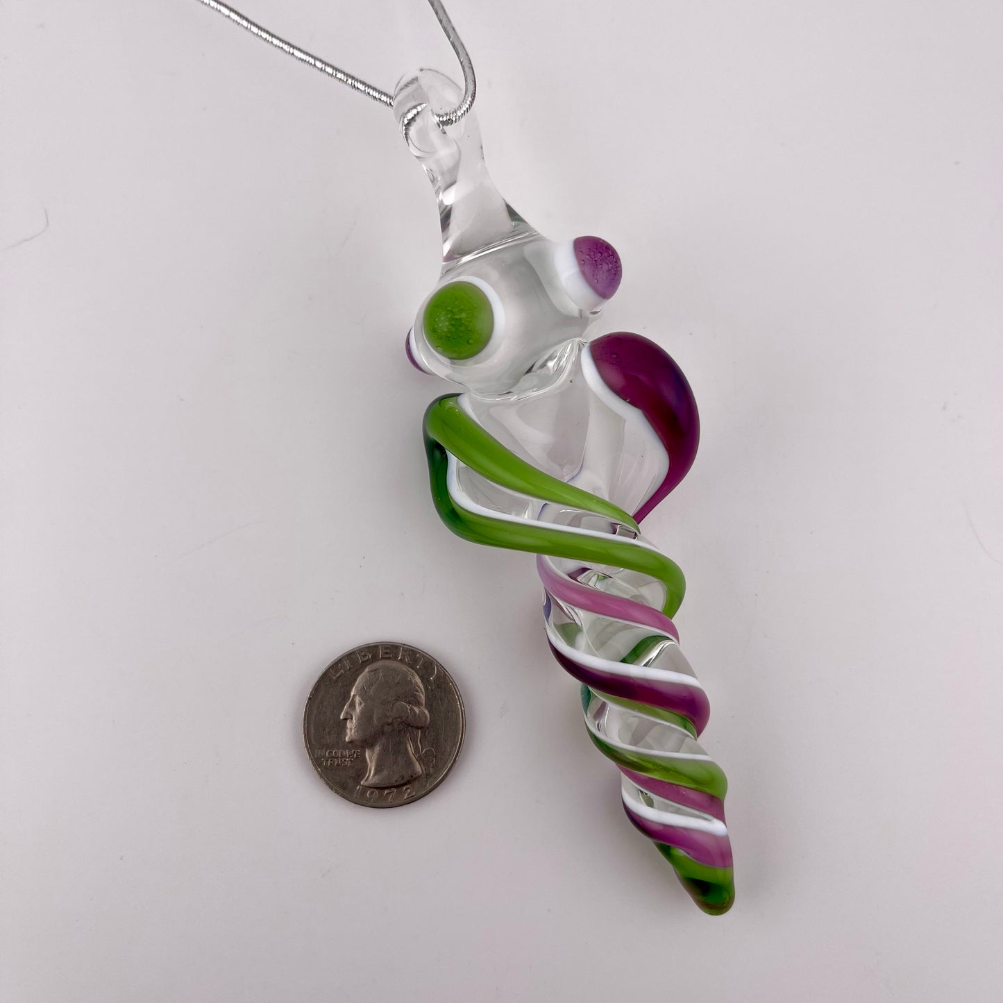 3 Pack of Royal Jelly and Plantphibian Green over Lotus White Glass Icicle Ornament "Holiday Special" - JeffBeckerGlass.com