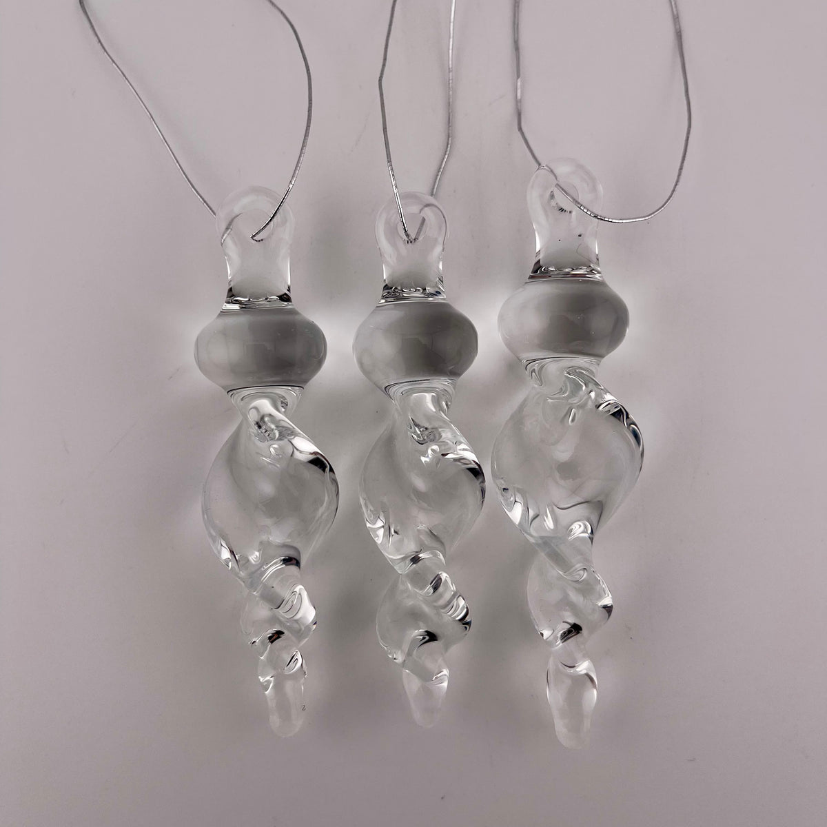 3 Pack of Small Clear Glass Icicle Ornaments - JeffBeckerGlass.com