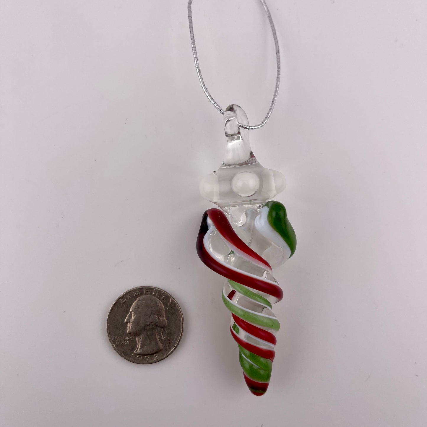 3 Pack Elvis Red and Sparkly Green over Lotus White Glass Icicle Ornament "Holiday Special"