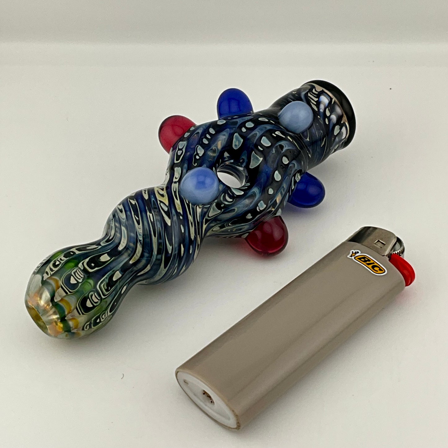 Glass Donut Chillum Pipe Cobalt Blue
