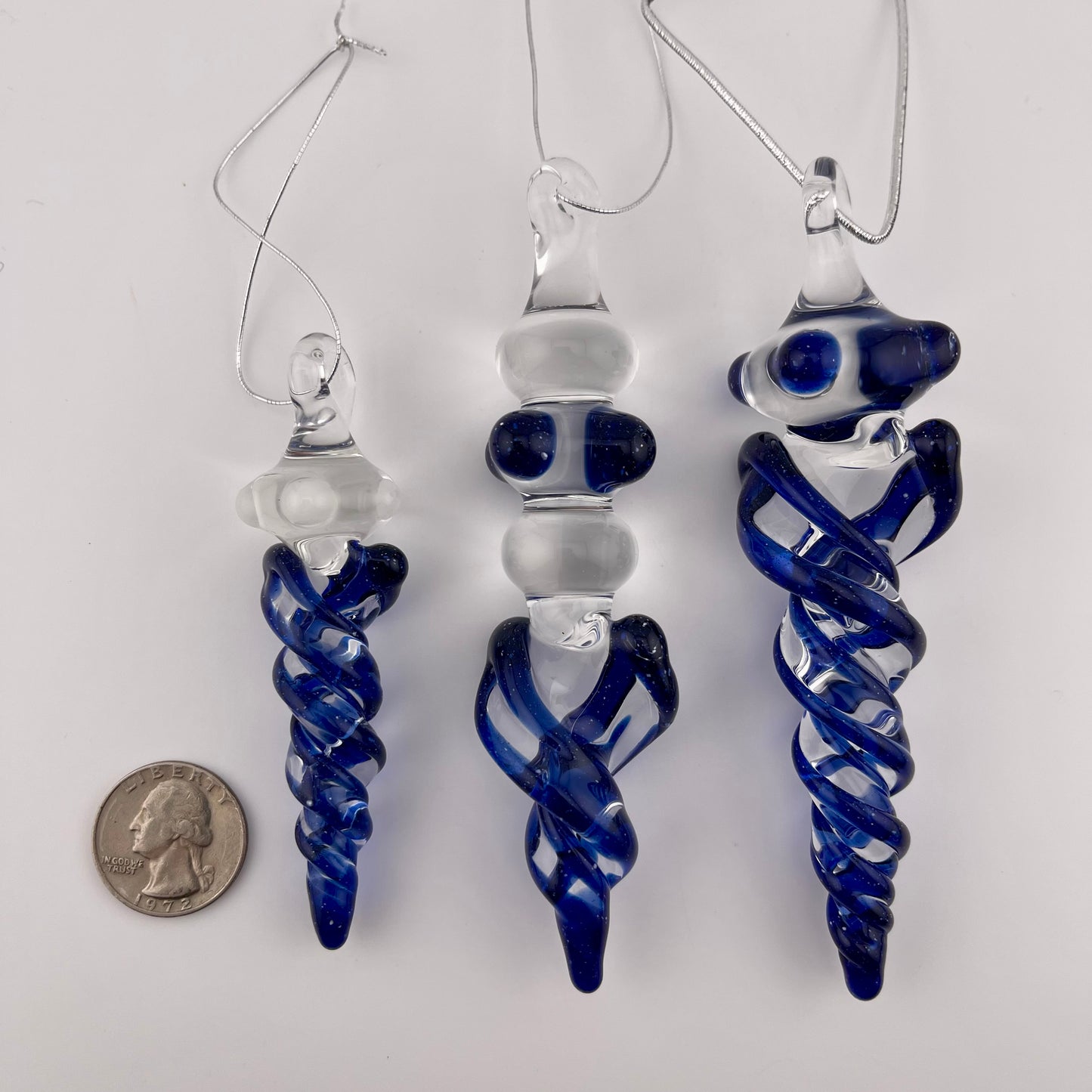 3 Pack Cobalt Blizzard Blue Glass Icicle Ornament "Holiday Special"