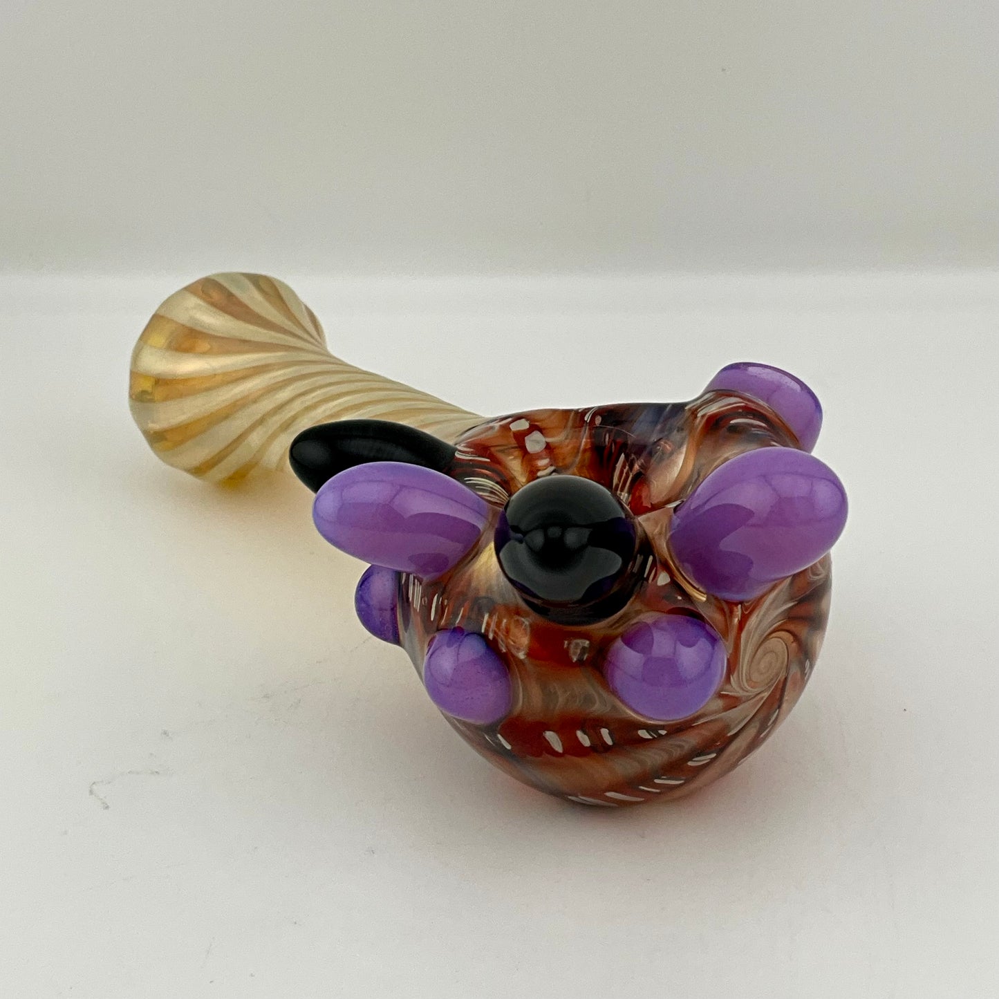 Wrap n Rake Twist Red and Silver Fumed Spoon Pipe with pink slime marbles