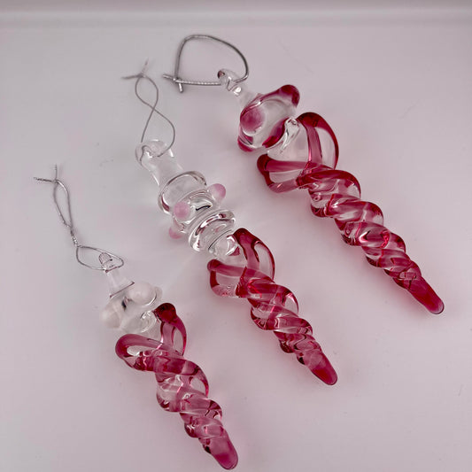 3 Pack Gold Ruby Glass Icicle Ornament  "Holiday Special" - JeffBeckerGlass.com