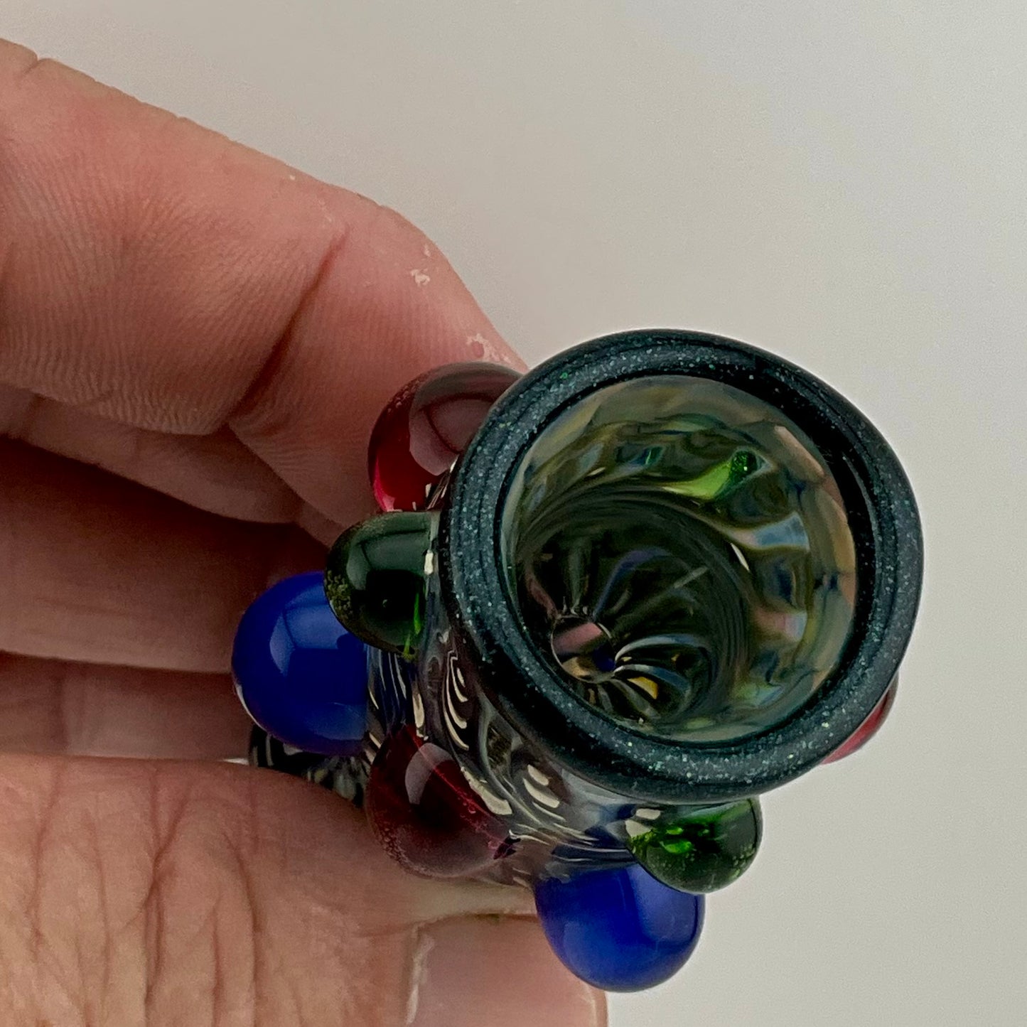 Blue Wrap n Rake Chillum Pipe Fully Worked Pipe Silver Fumed