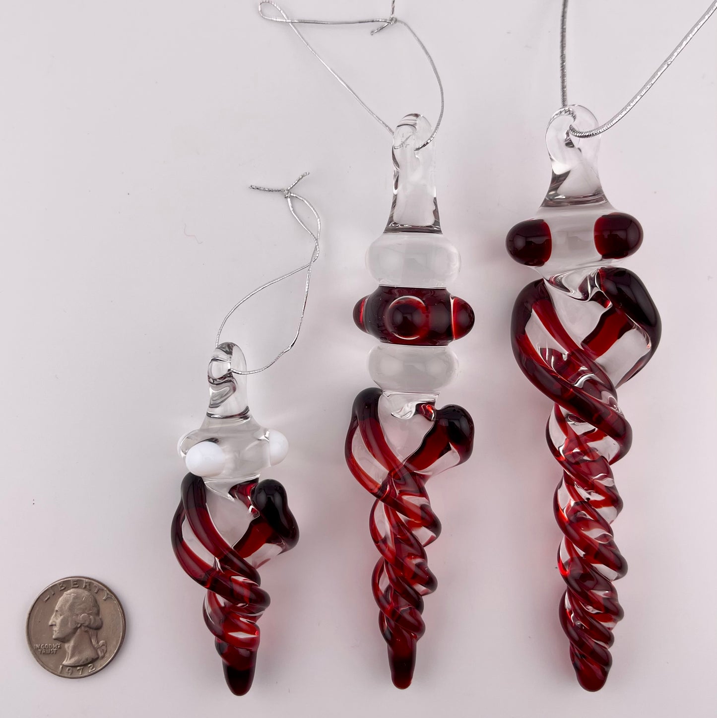 3 Pack Elvis Red Glass Icicle Ornament "Holiday Special" - JeffBeckerGlass.com