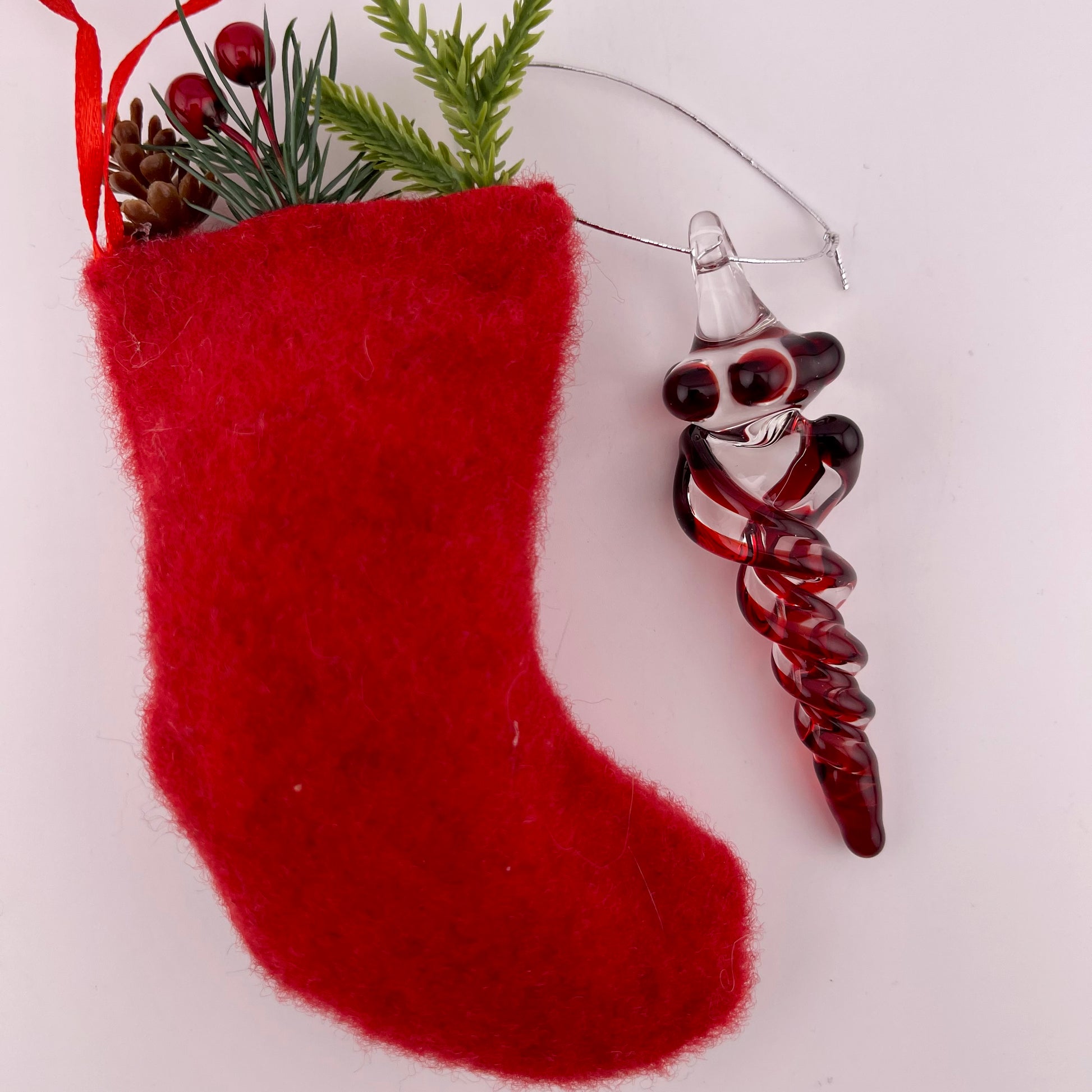 Mini Elvis Red Glass Icicle Ornaments - JeffBeckerGlass.com