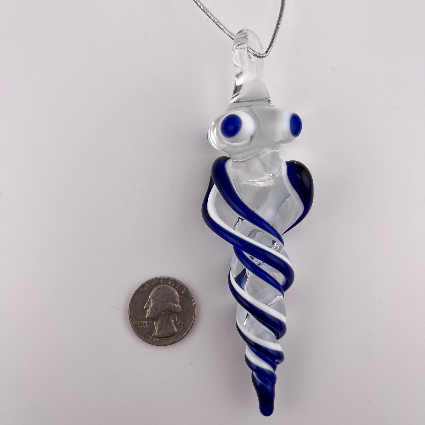 3 Pack Cobalt Blue over Lotus White Glass Icicle Ornament "Holiday Special" - JeffBeckerGlass.com