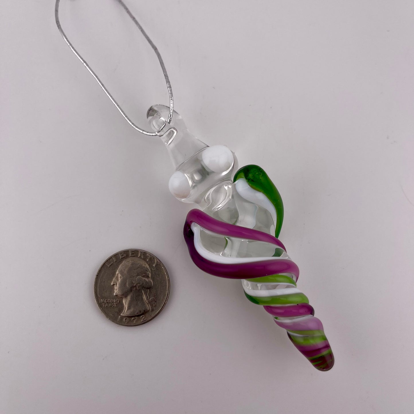 3 Pack of Royal Jelly and Plantphibian Green over Lotus White Glass Icicle Ornament "Holiday Special" - JeffBeckerGlass.com