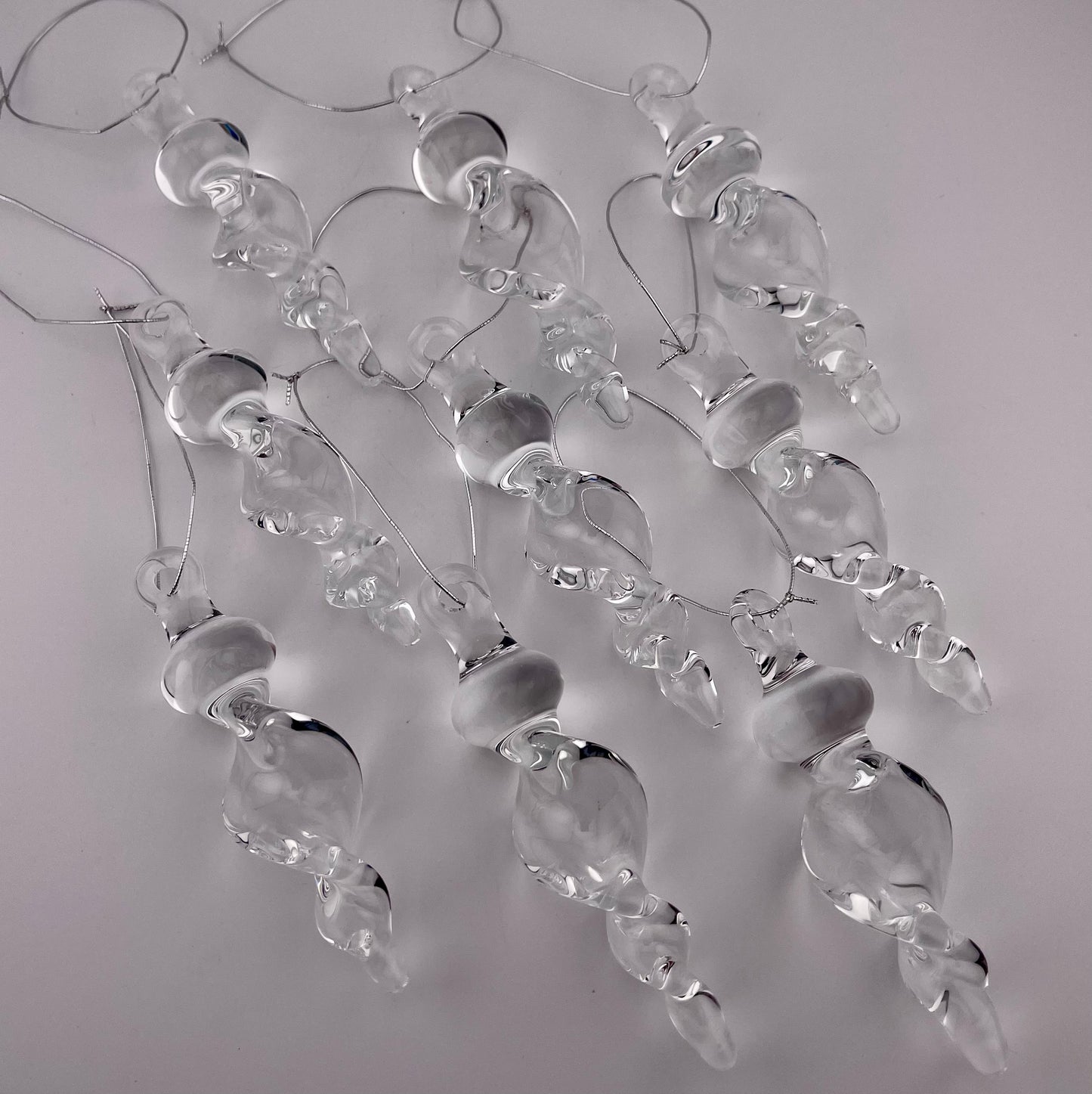 9 Pack of Small Clear Glass Icicle Ornaments