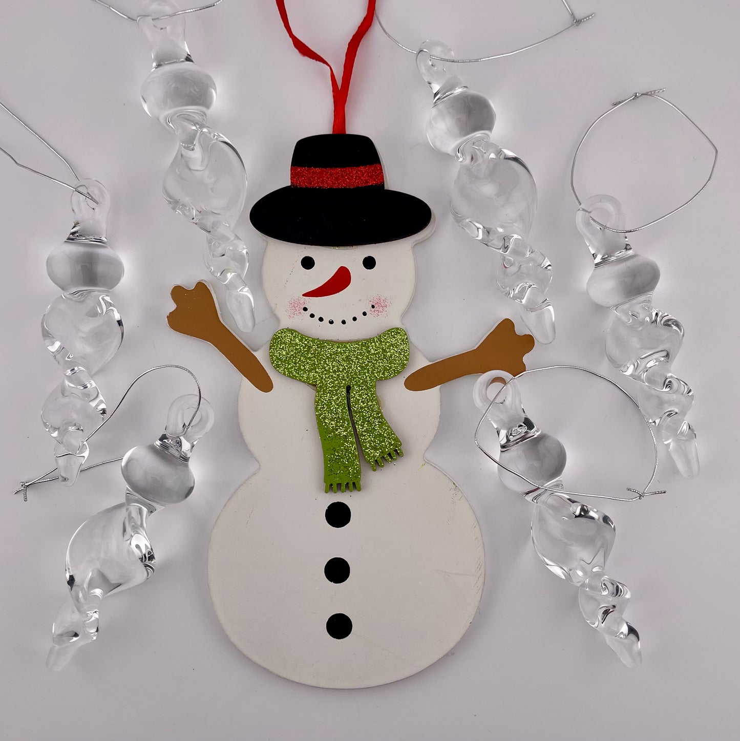 6 Pack of Small Clear Glass Icicle Ornaments