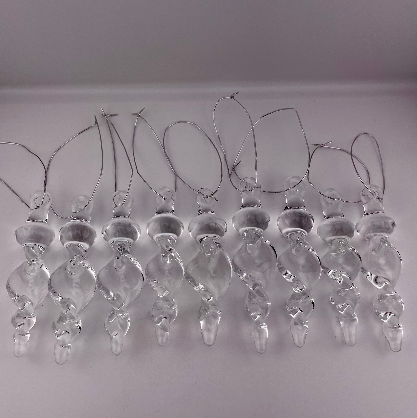 9 Pack of Small Clear Glass Icicle Ornaments