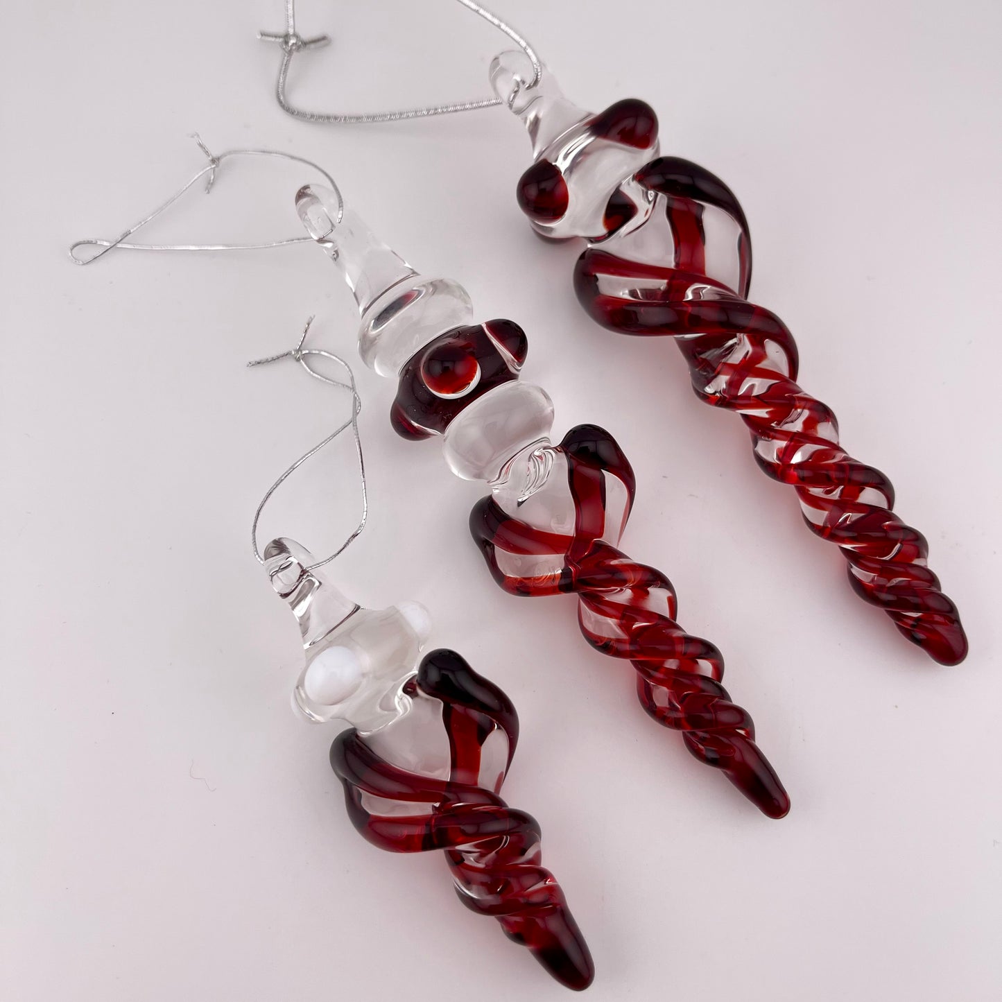 3 Pack Elvis Red Glass Icicle Ornament "Holiday Special" - JeffBeckerGlass.com