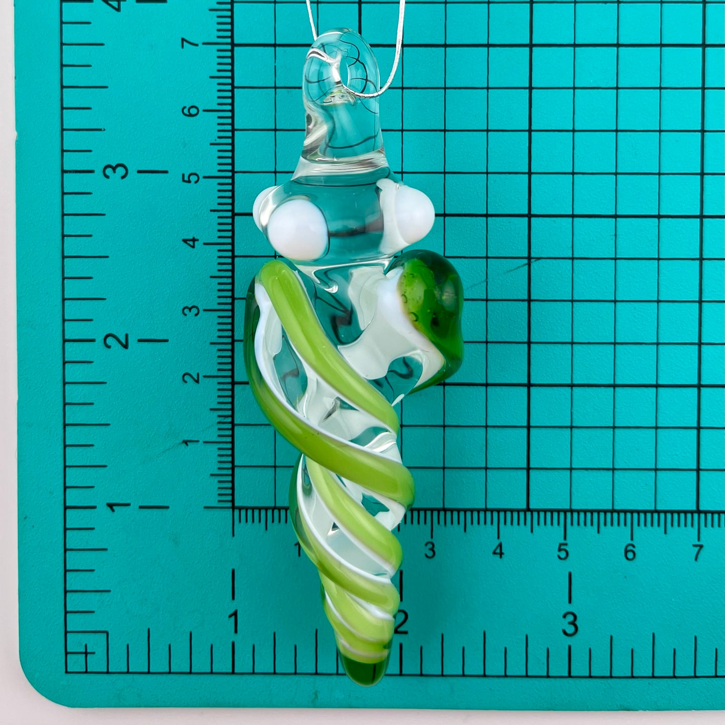 Mini Plantphibian Green over White Glass Icicle Ornaments - JeffBeckerGlass.com