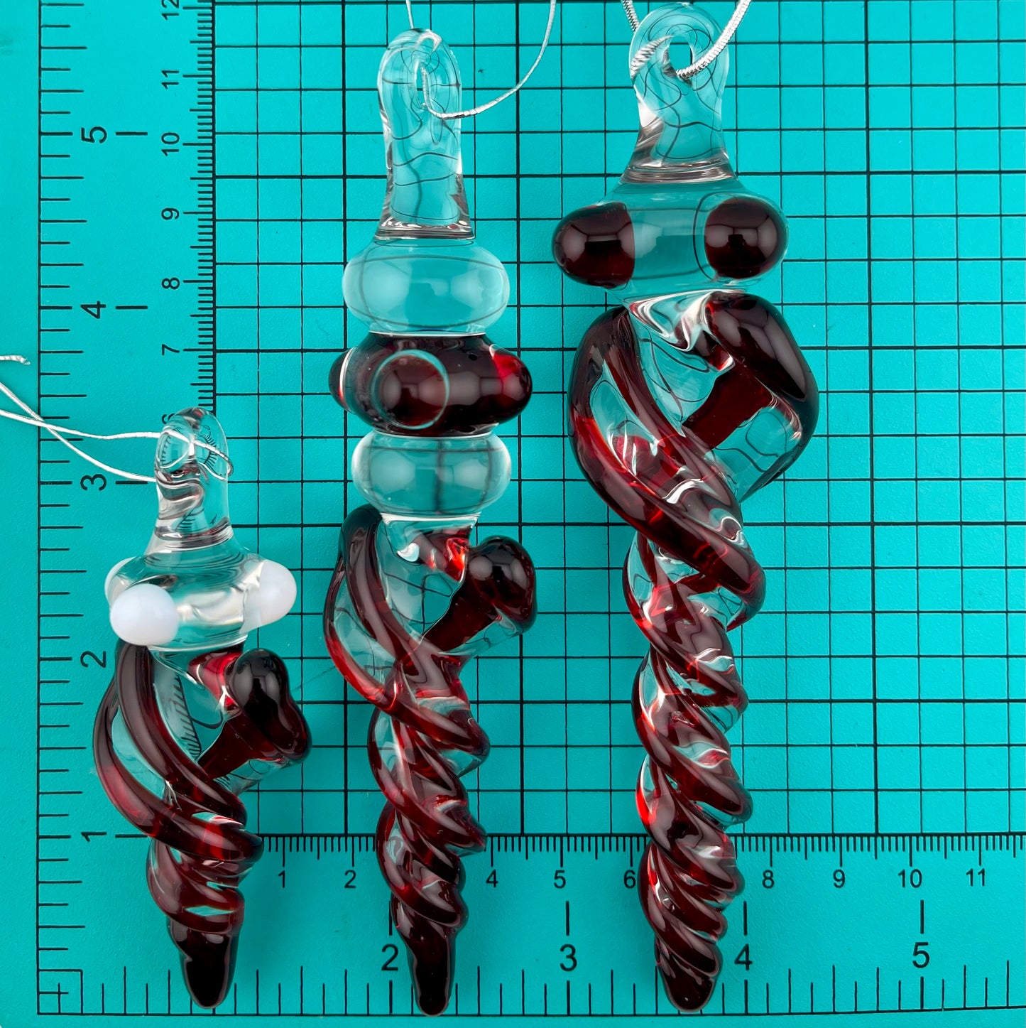 3 Pack Elvis Red Glass Icicle Ornament  "Holiday Special" - JeffBeckerGlass.com