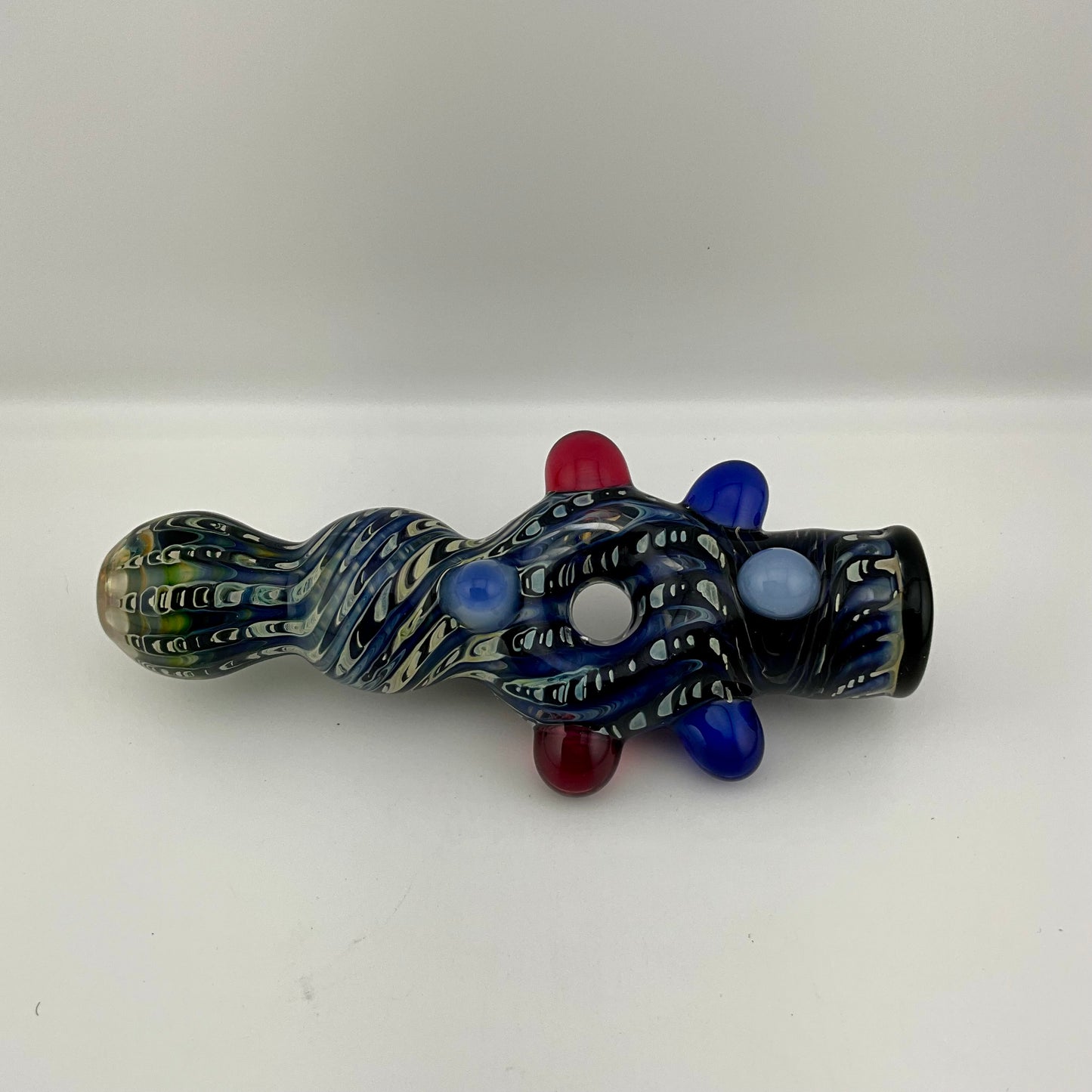 Glass Donut Chillum Pipe Cobalt Blue