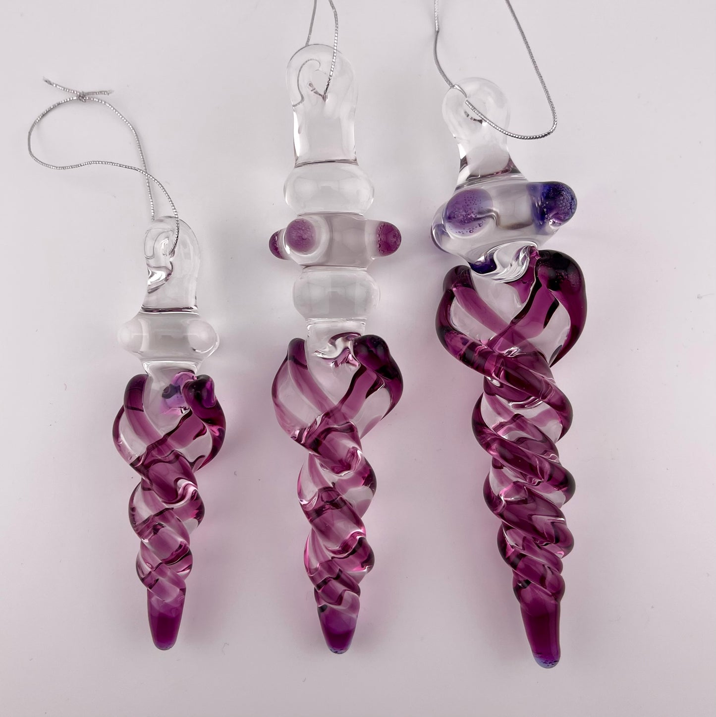 3 Pack Gold Amethyst Glass Icicle Ornament "Holiday Special"