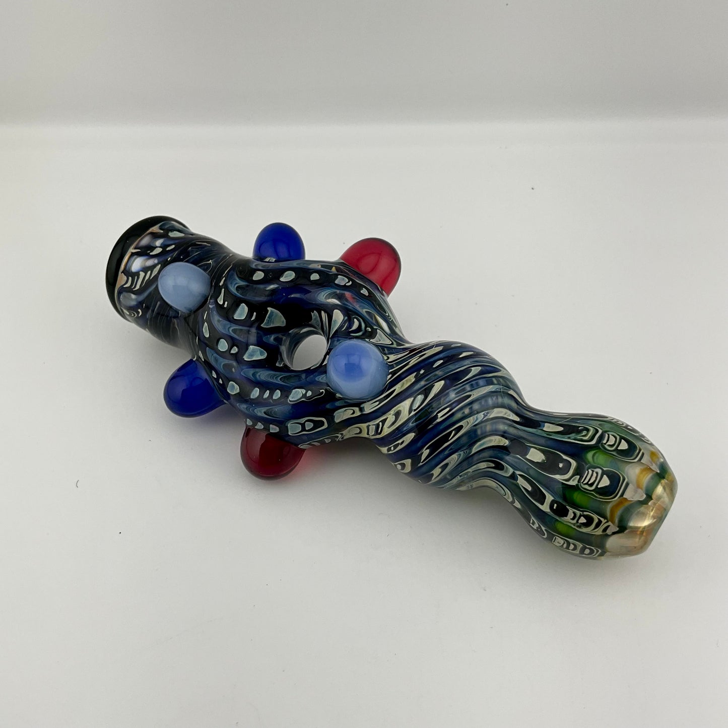 Glass Donut Chillum Pipe Cobalt Blue