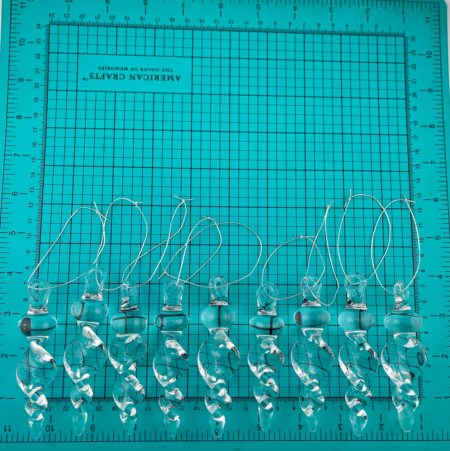9 Pack of Small Clear Glass Icicle Ornaments