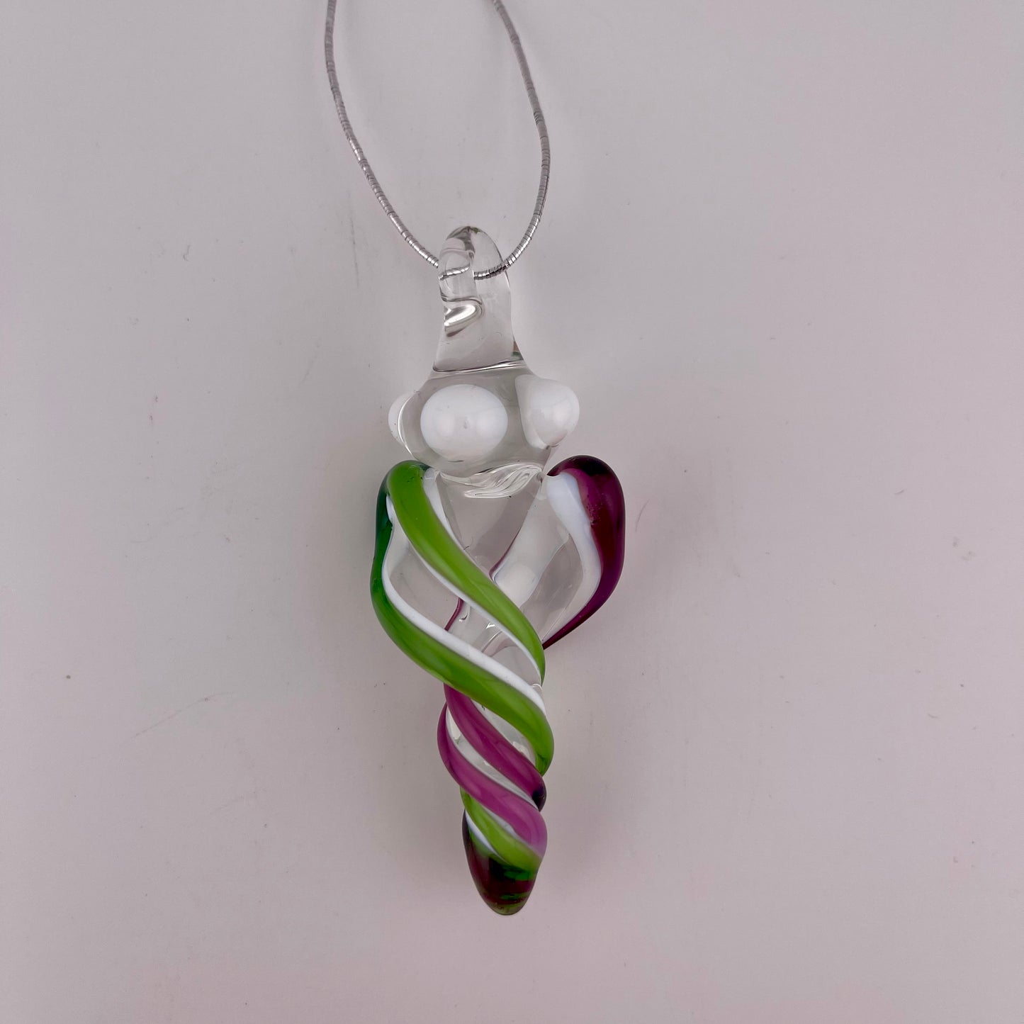 Mini Royal Jelly and Plantphibian Green over White Glass Icicle Ornaments - JeffBeckerGlass.com
