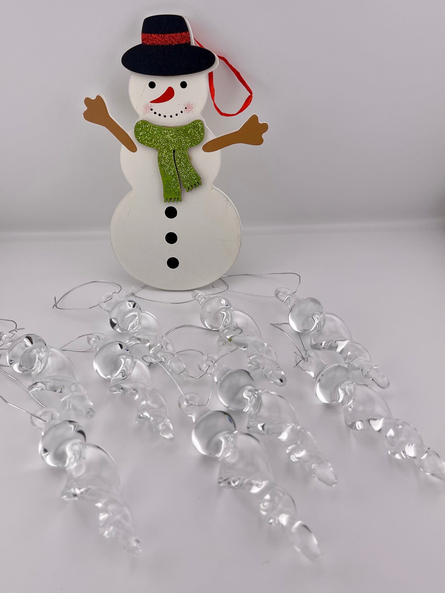 9 Pack of Small Clear Glass Icicle Ornaments