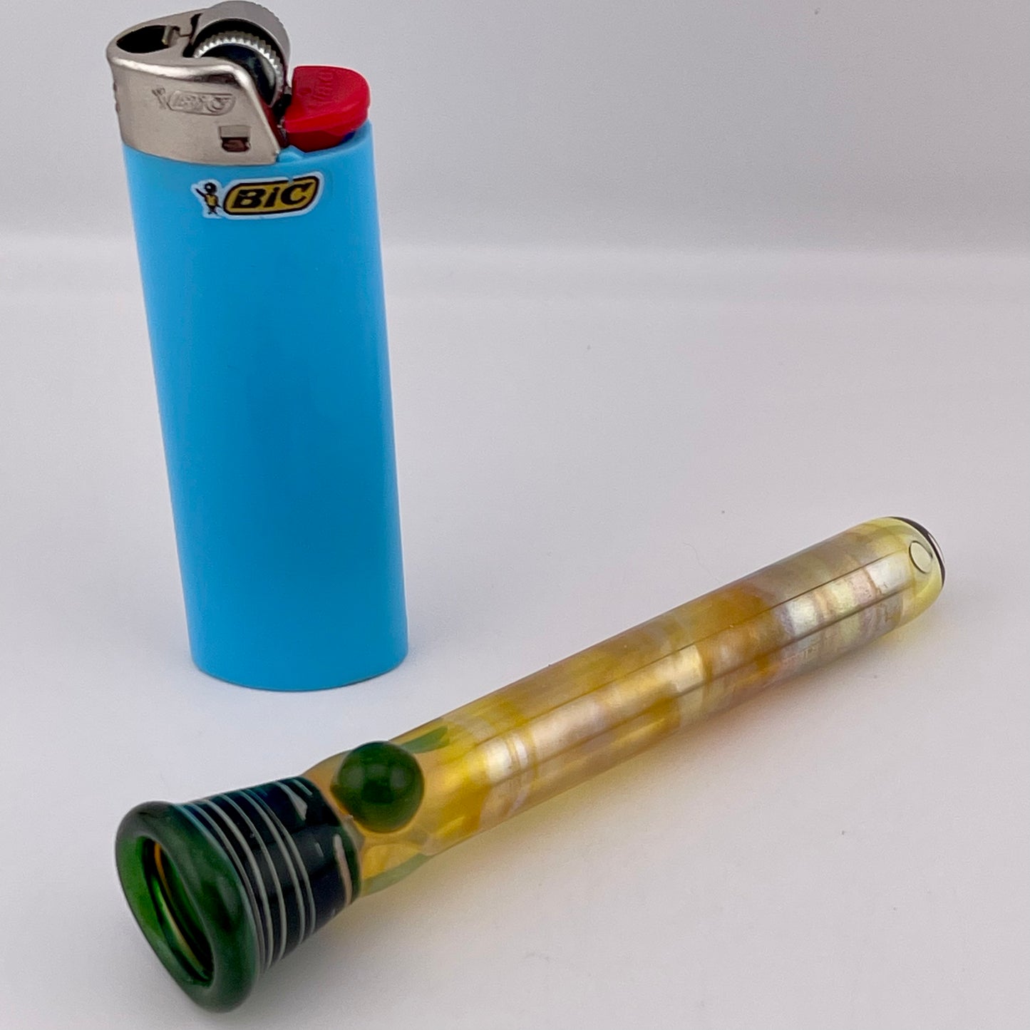 Green Chillum Pipe Silver Fumed