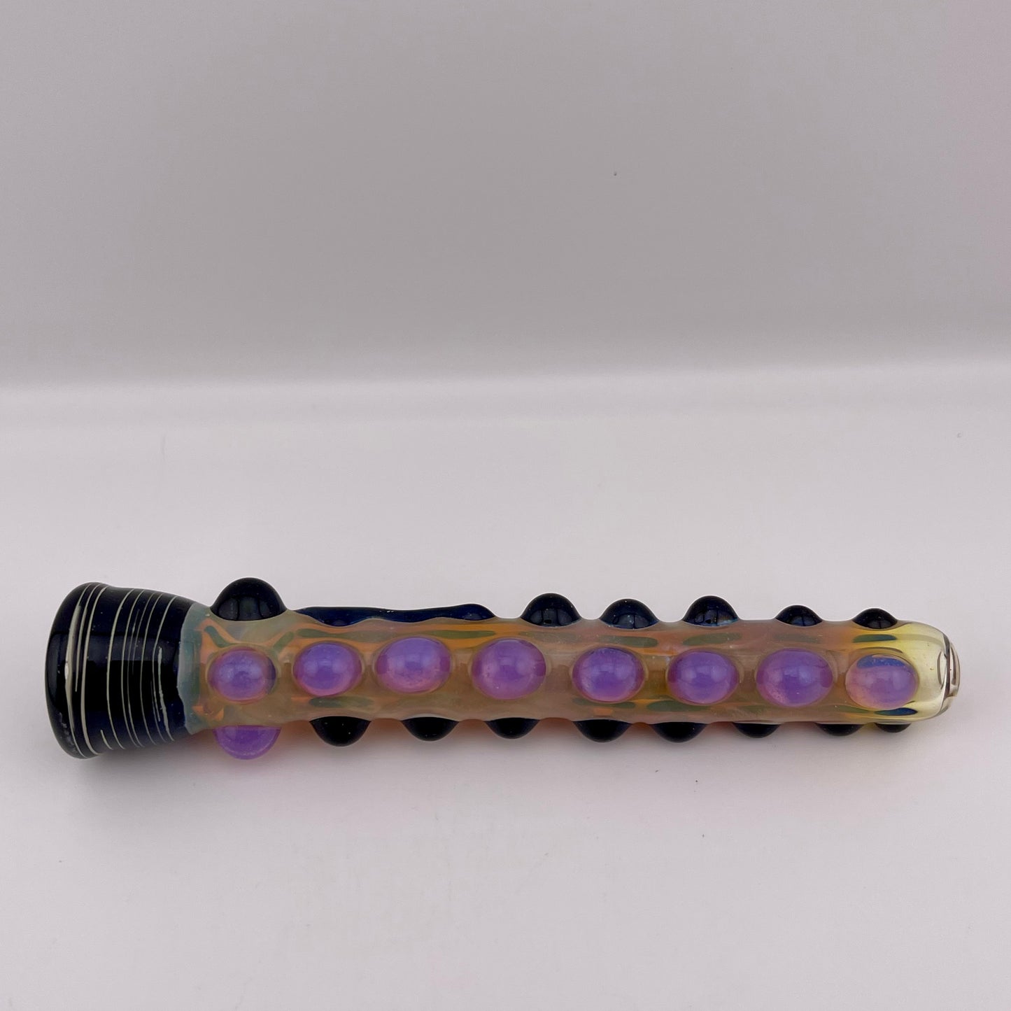 Chillum pipe black and pink slime Fully Worked Pipe Silver Fumed - JeffBeckerGlass.com