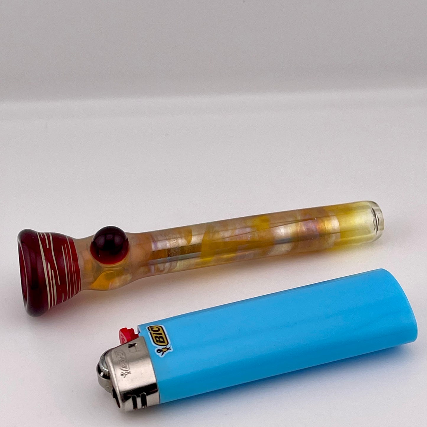 Red Chillum Pipe Silver Fumed - JeffBeckerGlass.com