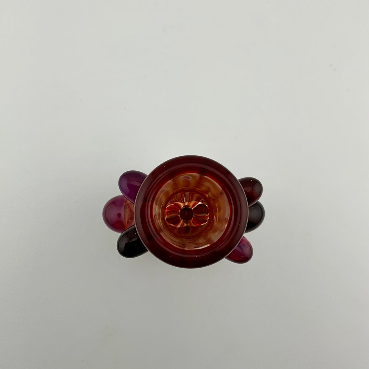 Glass Fidget Spinner Red and Gold Wrap n Rake - JeffBeckerGlass.com