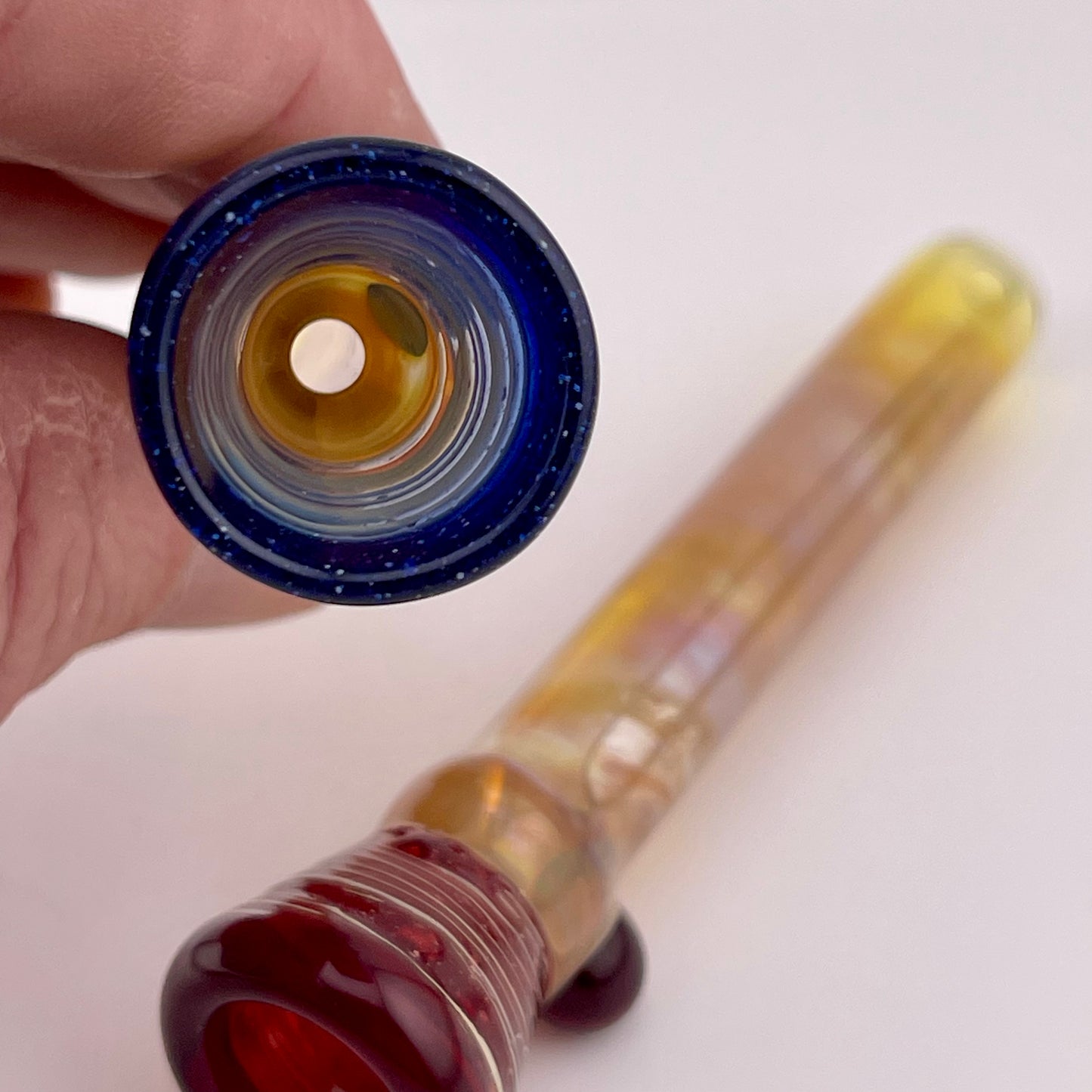 Blue Blizzard and Red Chillum Pipe Silver Fumed 2 for $20 - JeffBeckerGlass.com