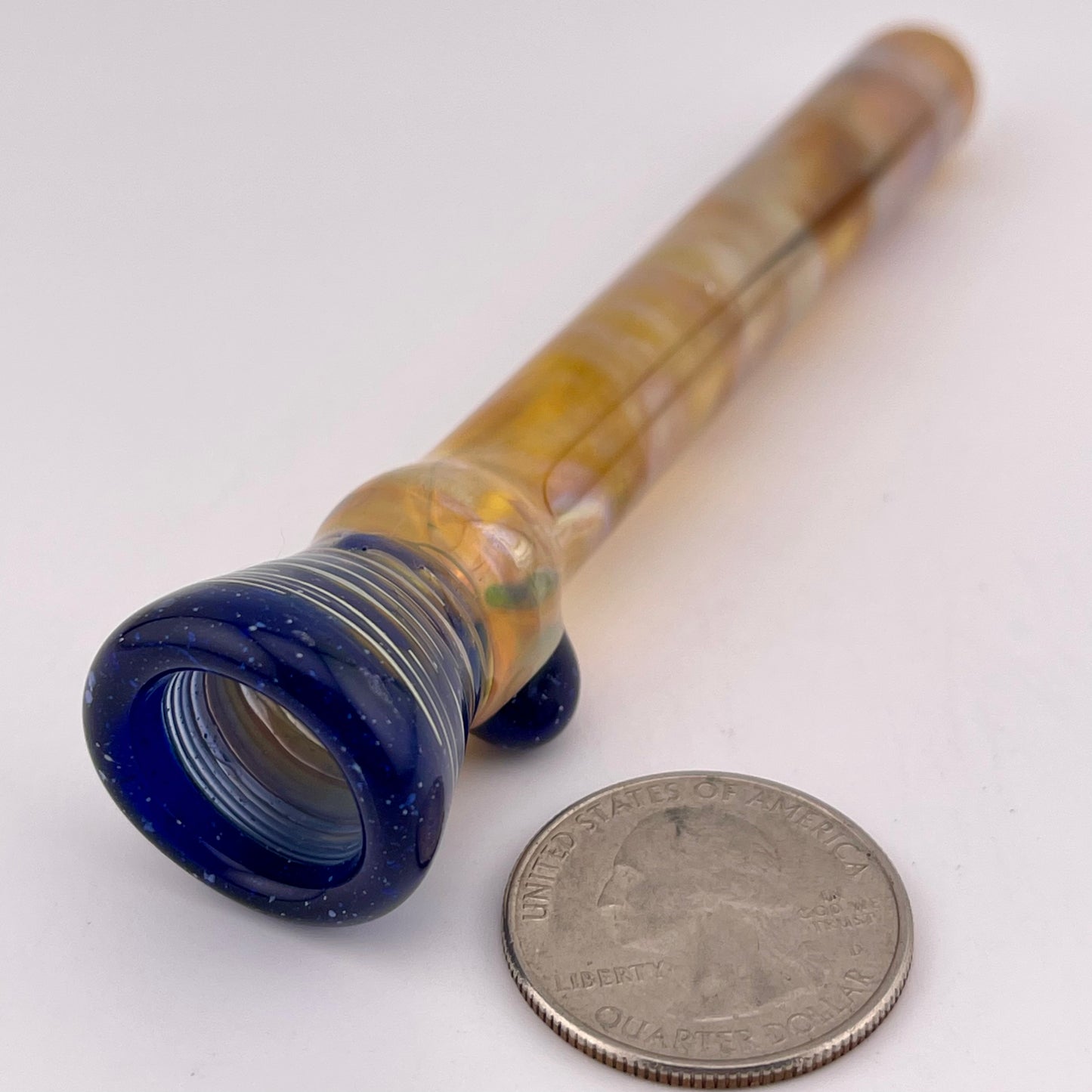 Blue Blizzard Chillum Pipe Silver Fumed