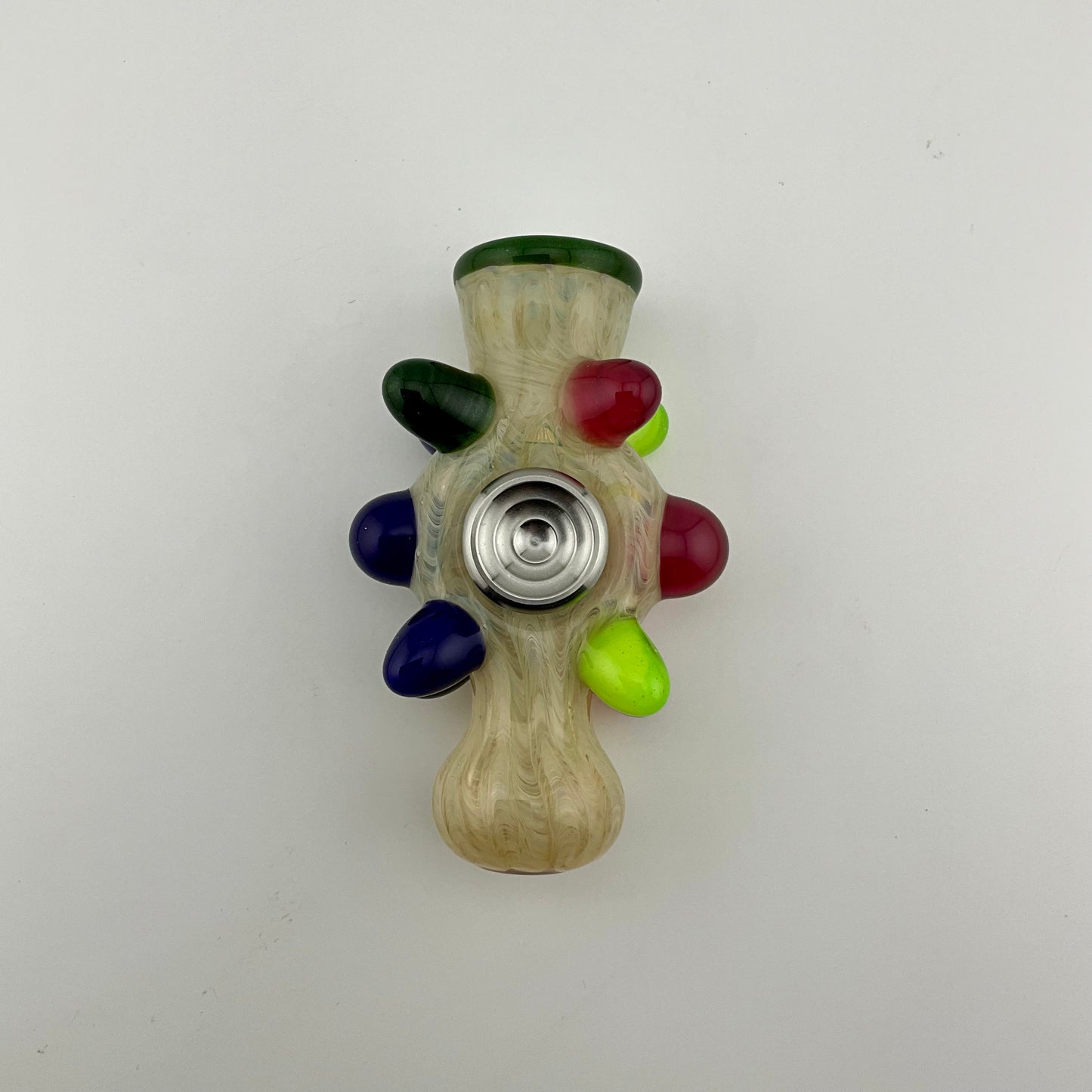 Glass Fidget Spinner Pipe Silver Fumed Color 2 - JeffBeckerGlass.com