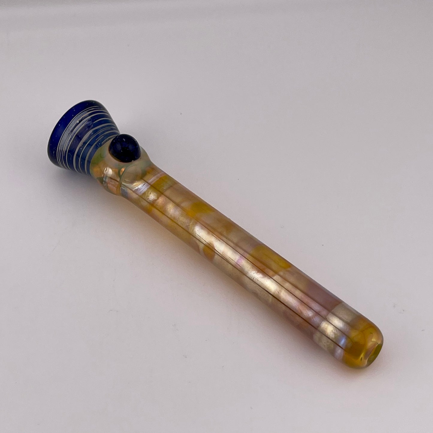Blue Blizzard Chillum Pipe Silver Fumed