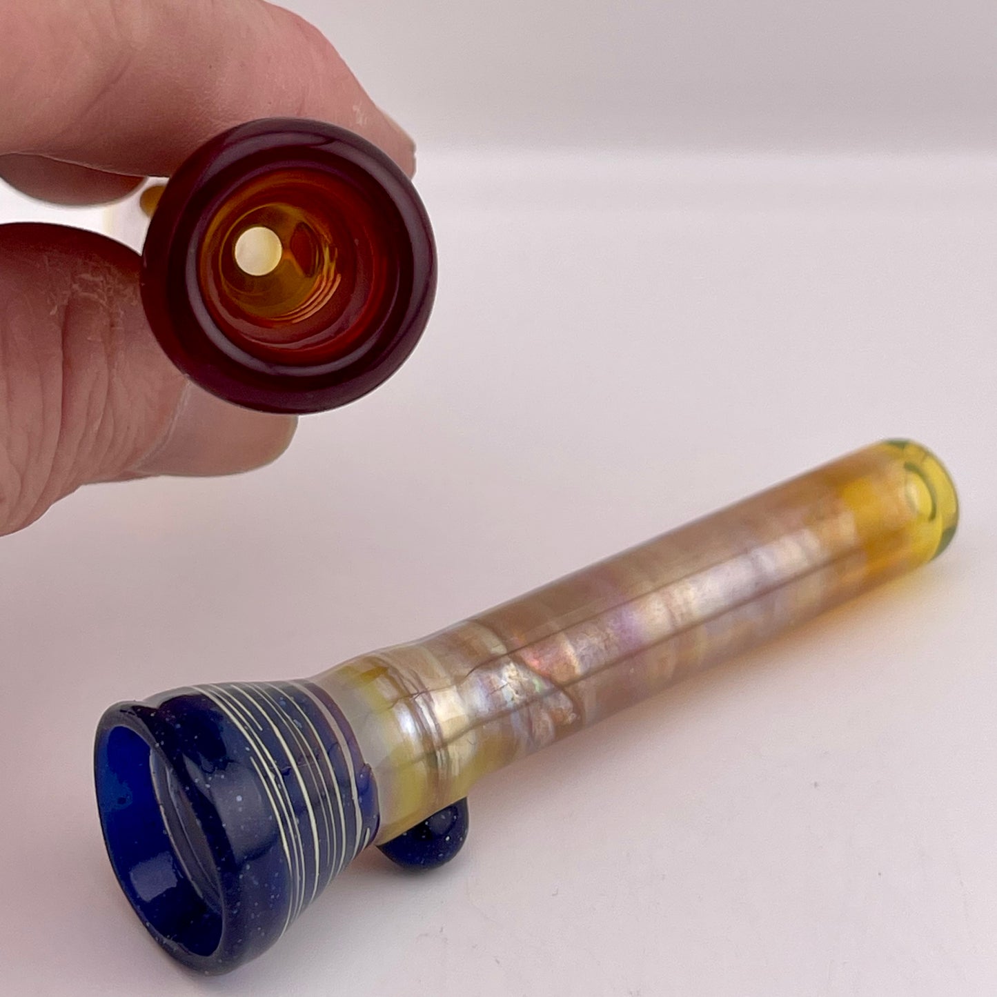Blue Blizzard and Red Chillum Pipe Silver Fumed 2 for $20 - JeffBeckerGlass.com