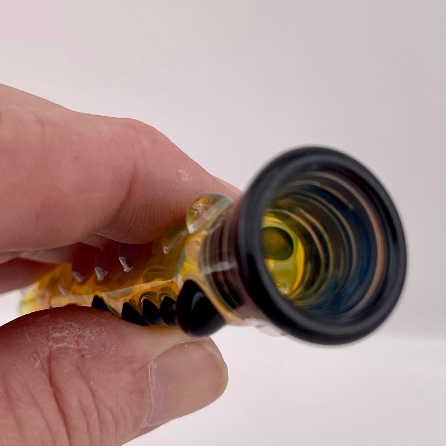 Chillum Glass pipe black and pink slime marbles Fully Worked Pipe Silver Fumed - JeffBeckerGlass.com