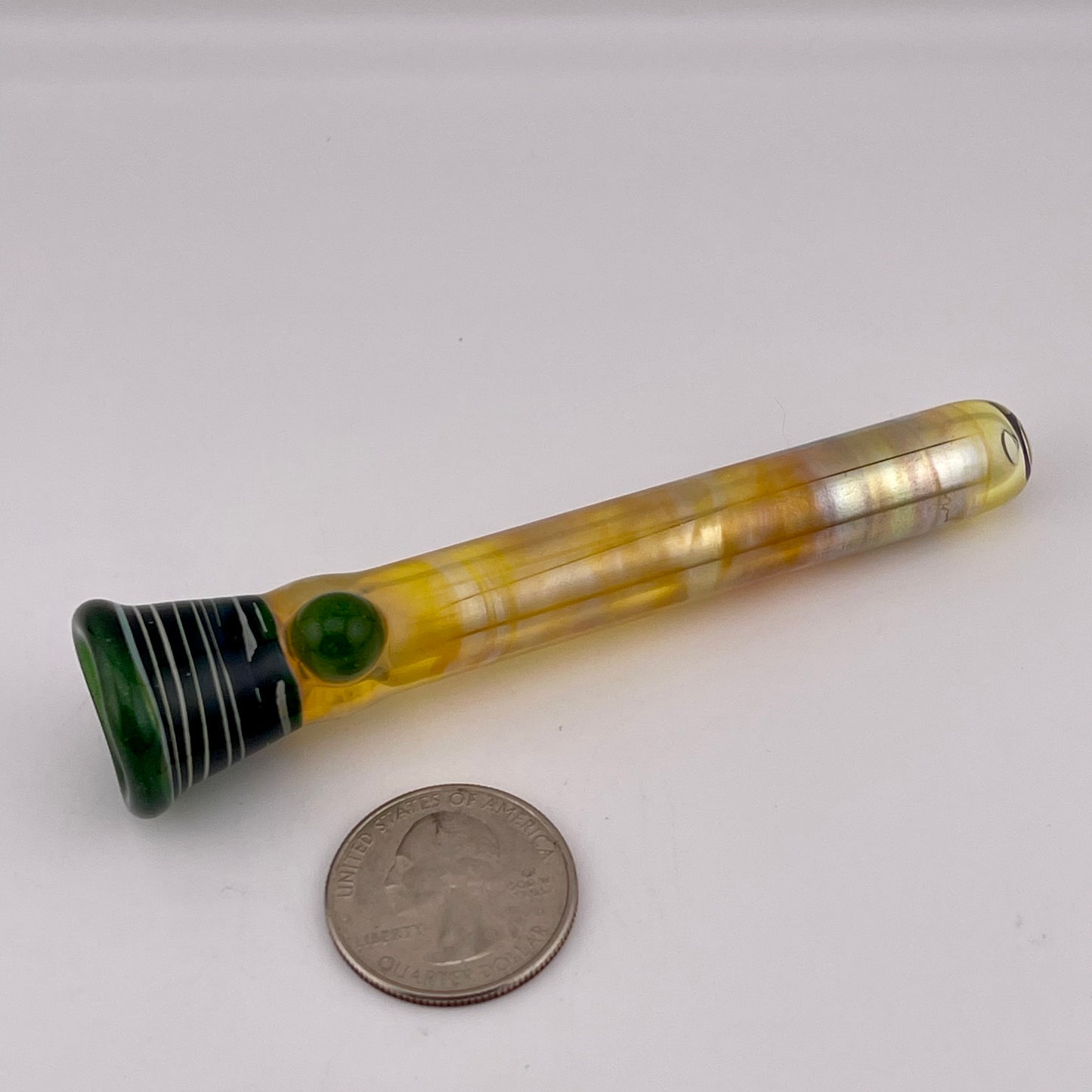 Green Chillum Pipe Silver Fumed
