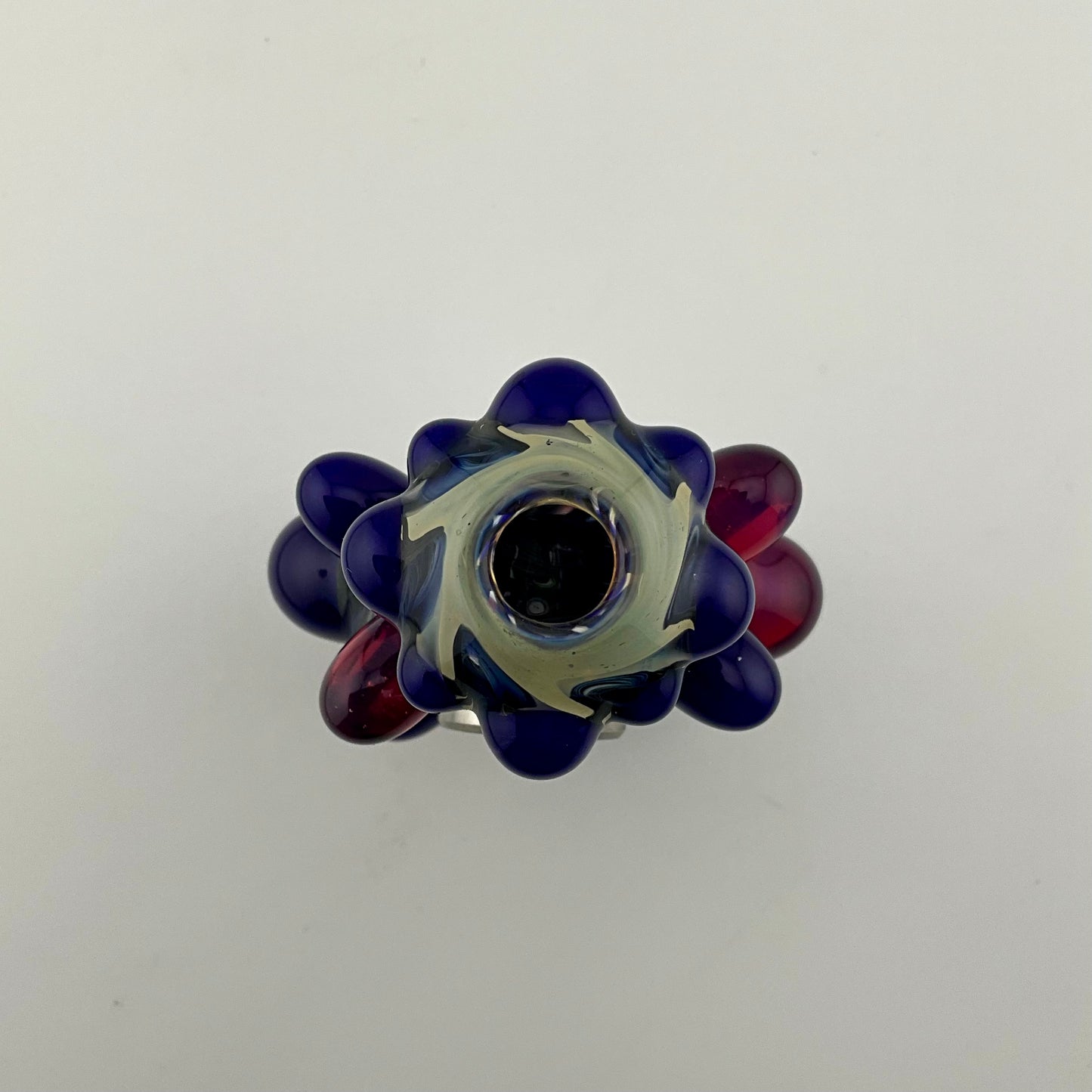 Glass Fidget Spinner Pipe Blue and Silver Wrap n Rake