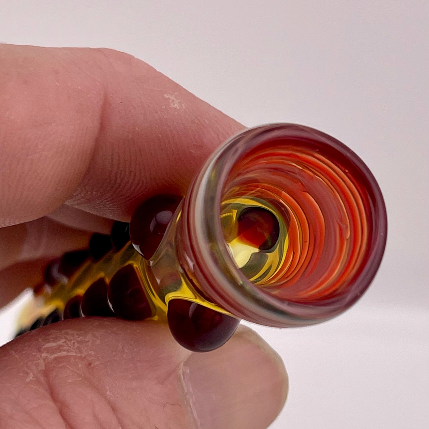 Red Chillum Fully Worked Pipe Silver Fumed - JeffBeckerGlass.com