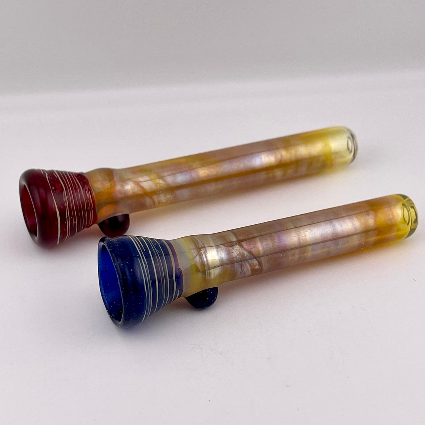 Blue Blizzard and Red Chillum Pipe Silver Fumed 2 for $20 - JeffBeckerGlass.com