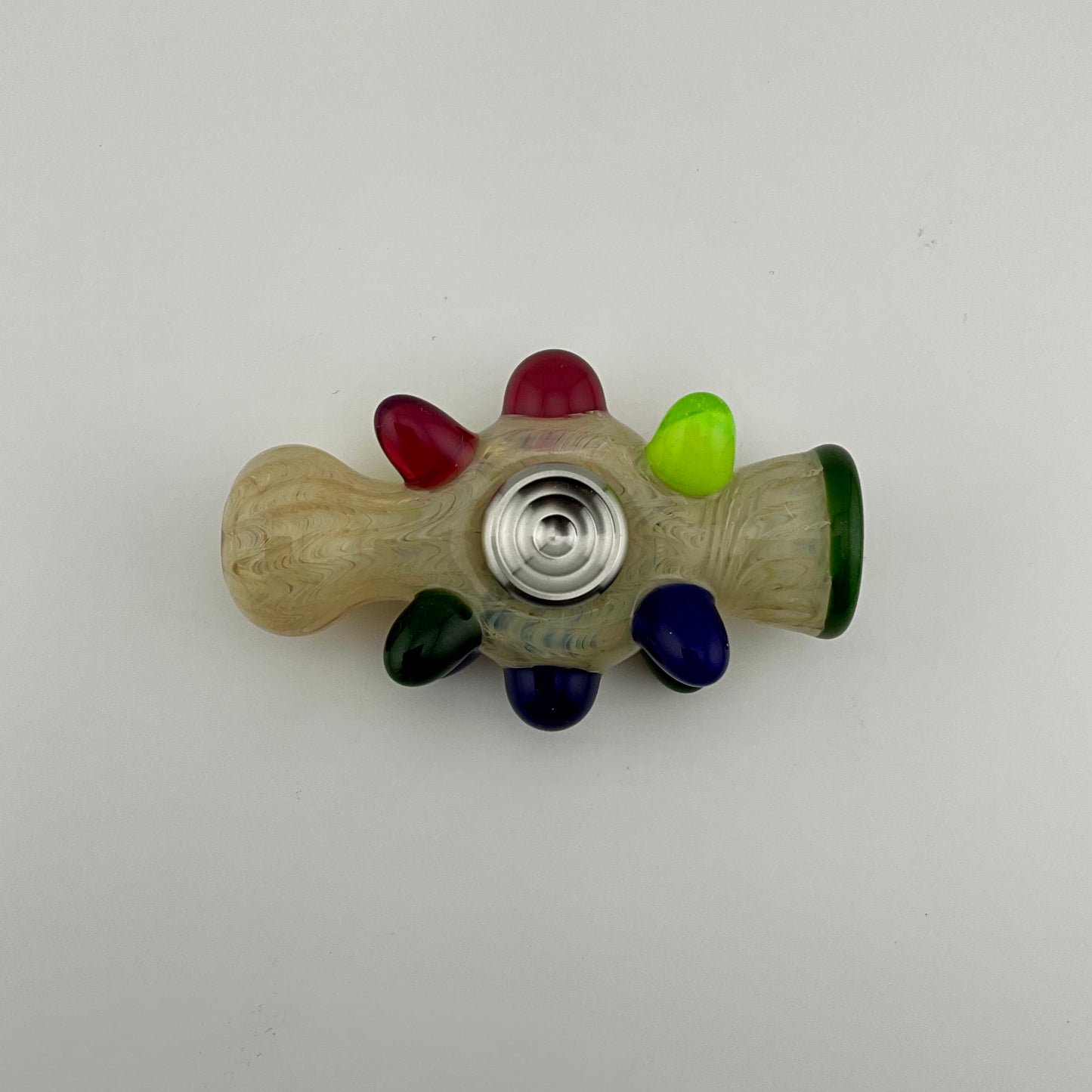 Glass Fidget Spinner Pipe Silver Fumed Color 2 - JeffBeckerGlass.com