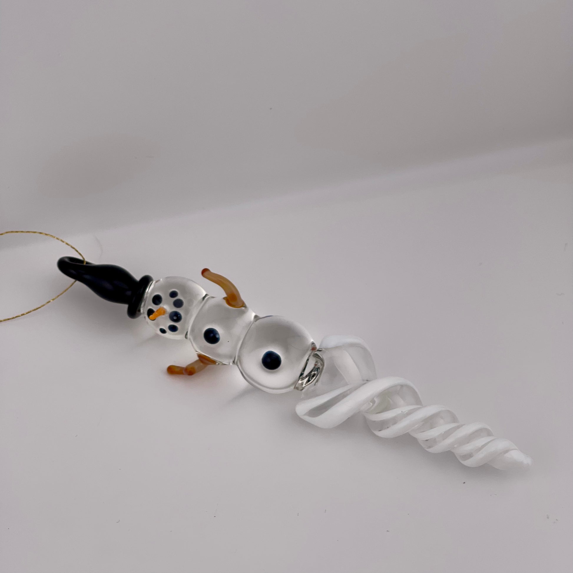 Snowman White Icicle Ornament - JeffBeckerGlass.com