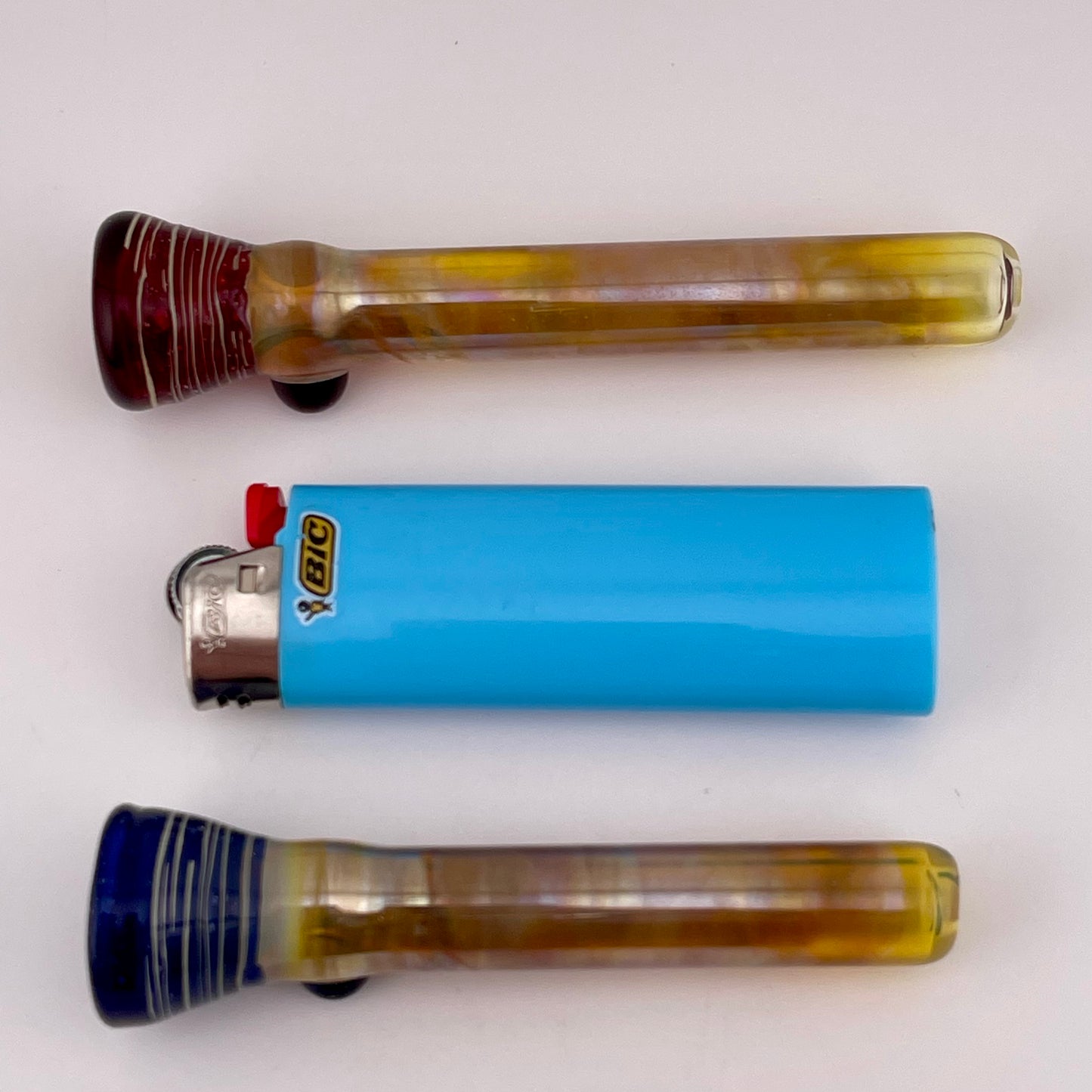 Blue Blizzard and Red Chillum Pipe Silver Fumed 2 for $20 - JeffBeckerGlass.com
